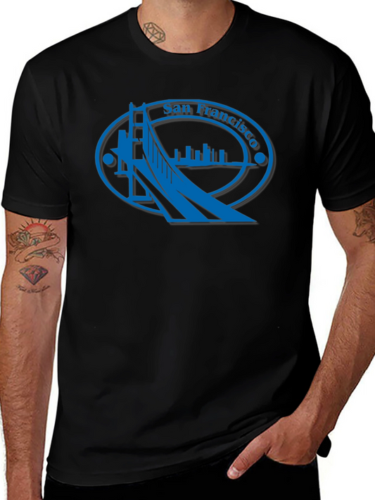 San Francisco Bridge Graphic Tee - Black Cotton Casual Shirt