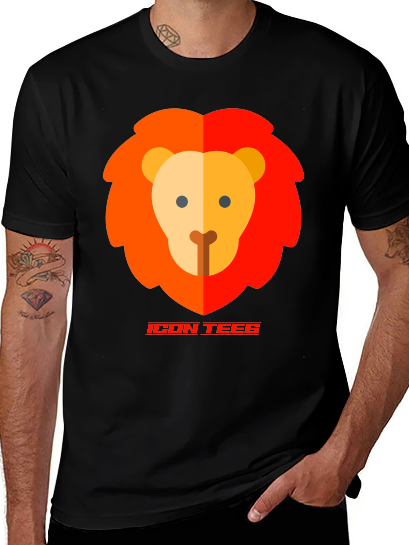 Icon Tees Lion Graphic T-Shirt - Black