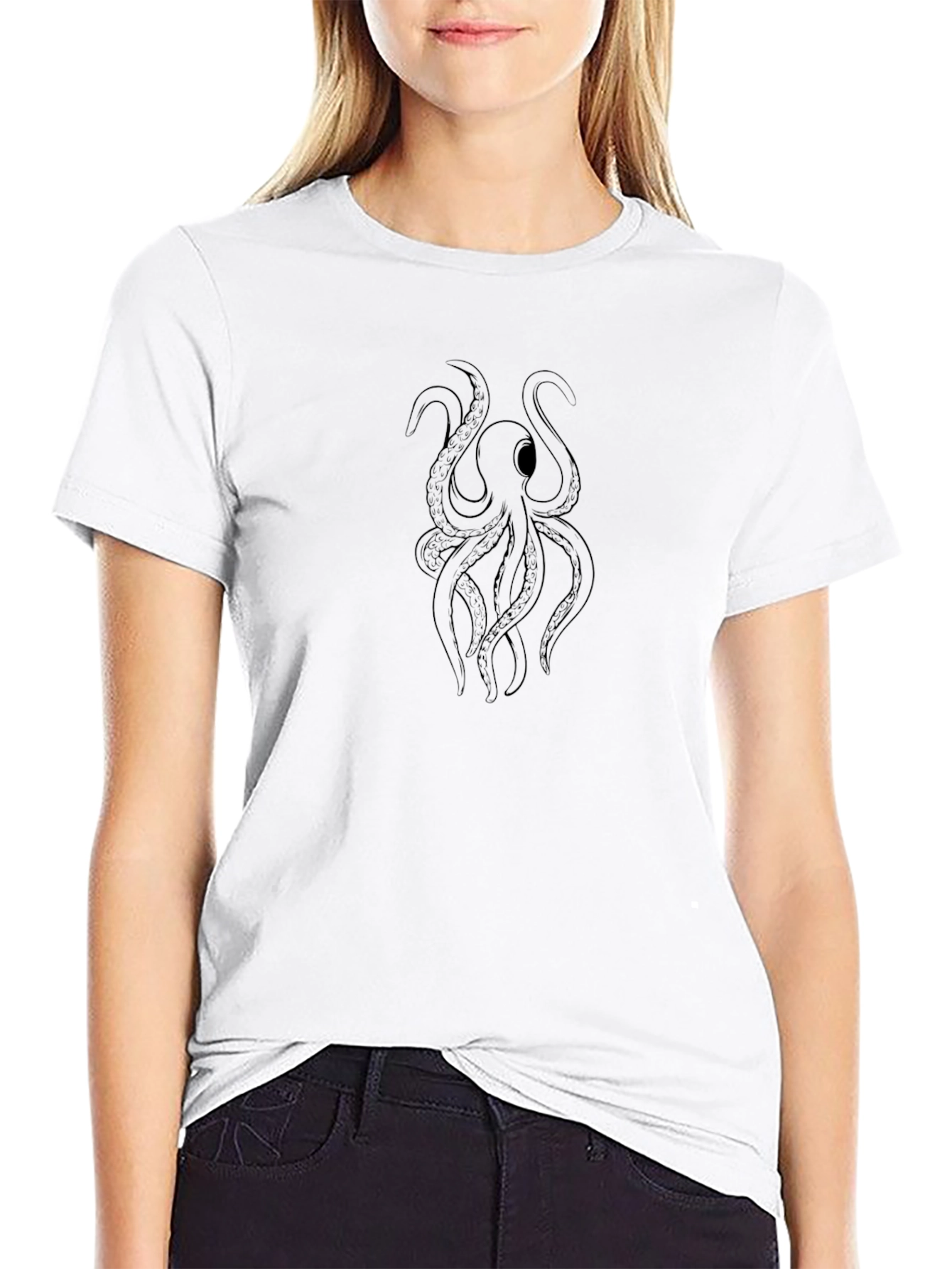 Mens Black Octopus Graphic Tee