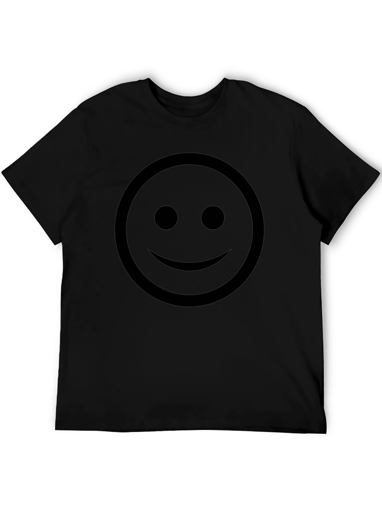 Black Smiley Face Graphic Tee - Classic Comfort