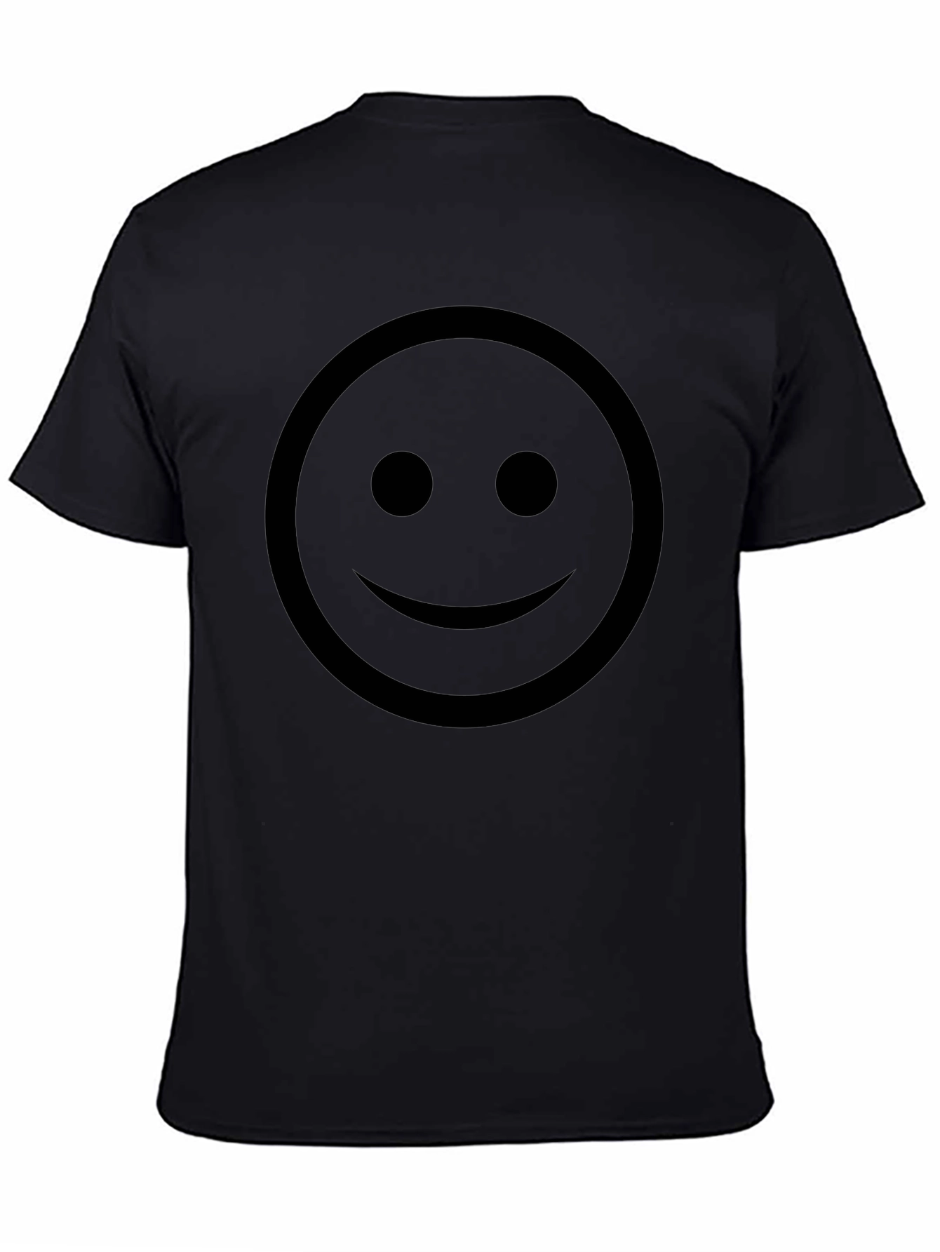 Black Smiley Face Graphic Tee - Classic Comfort