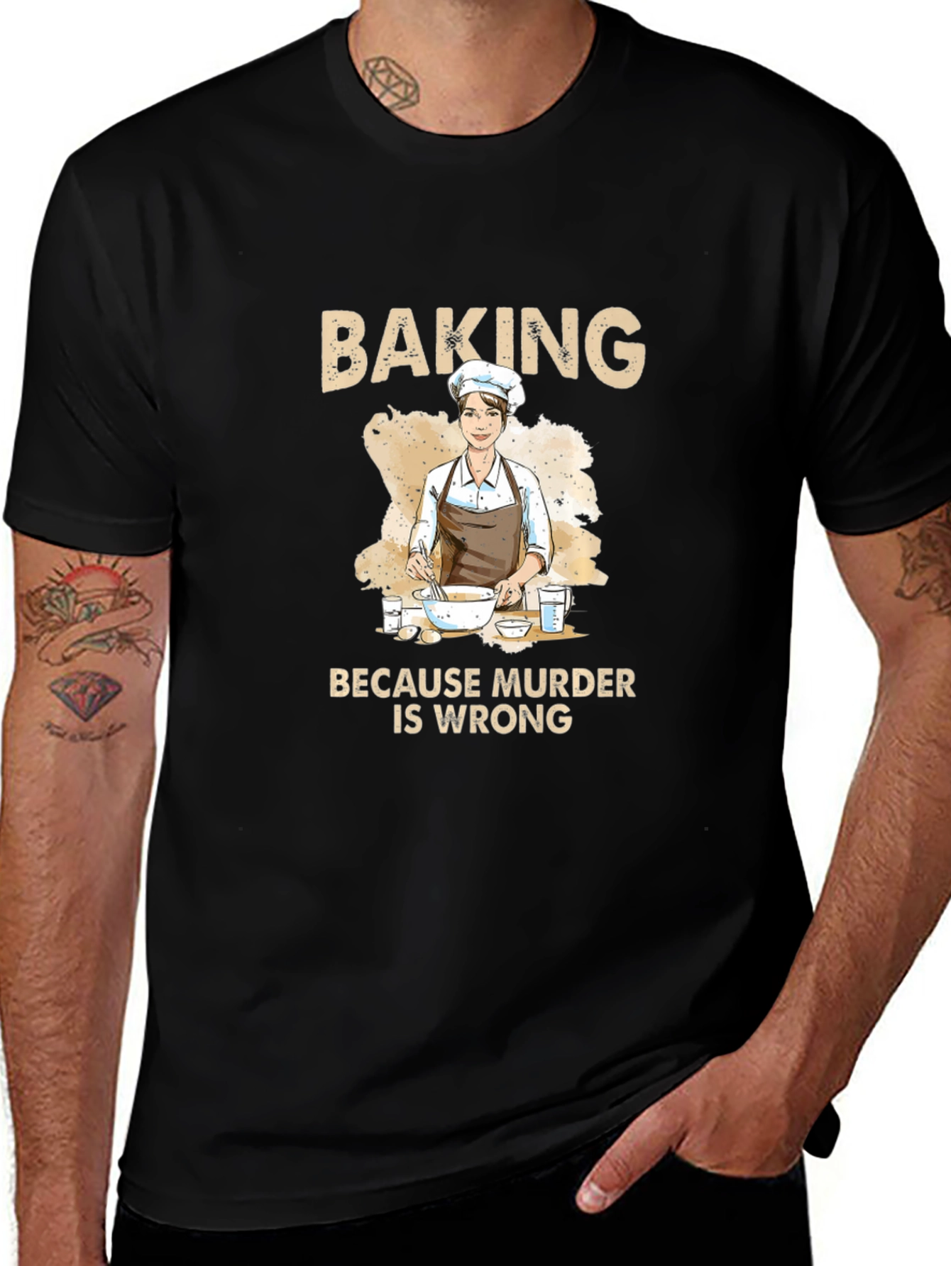 Baking Because Murder Is Wrong Graphic Tee