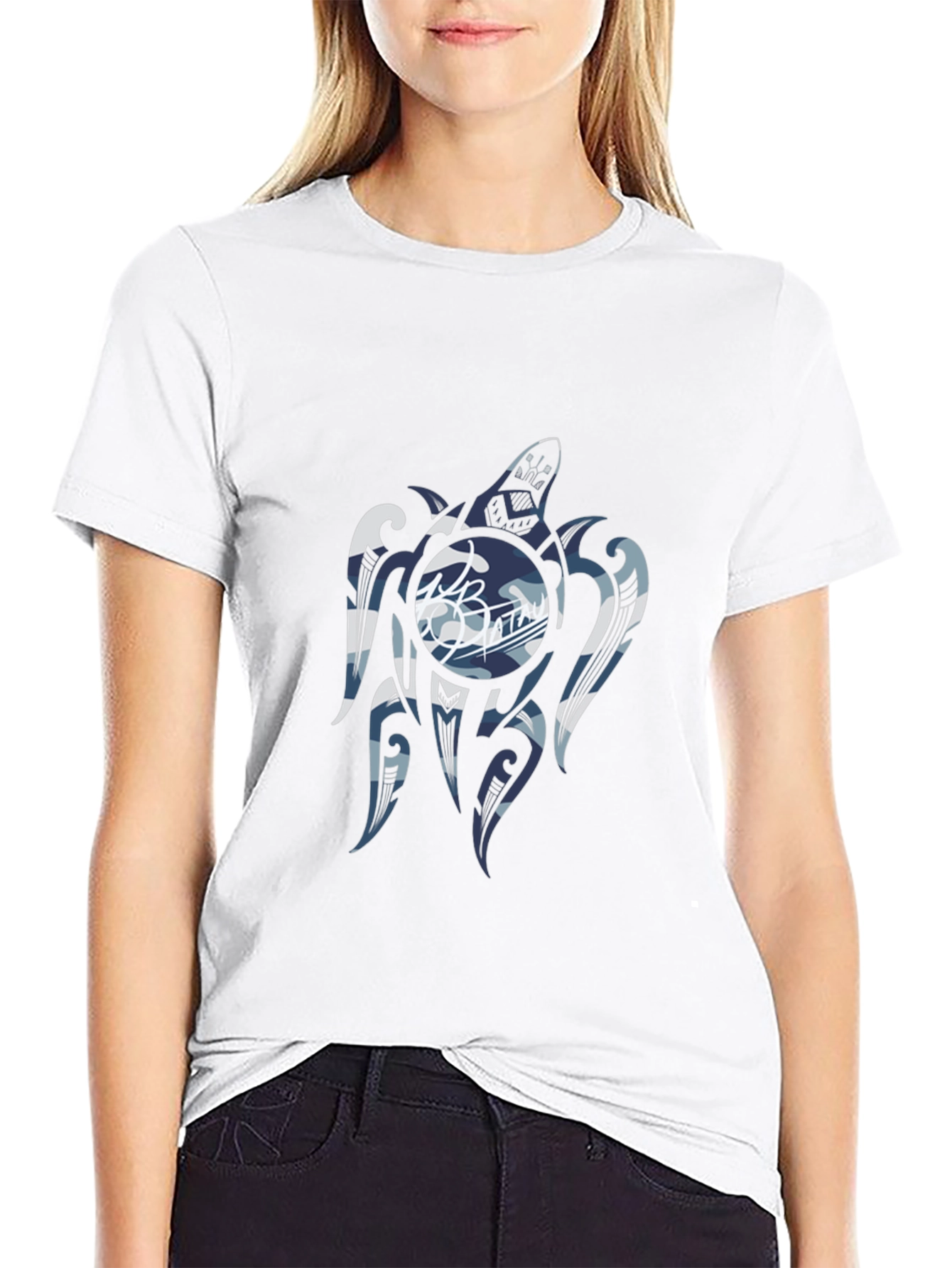 Tribal Turtle Graphic T-Shirt - Black