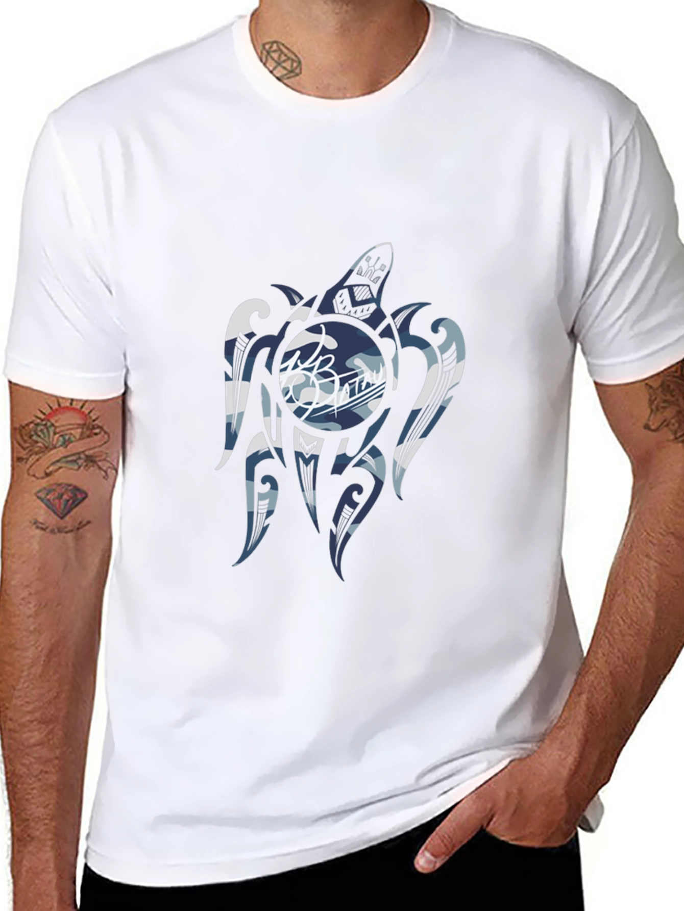 Tribal Turtle Graphic T-Shirt - Black