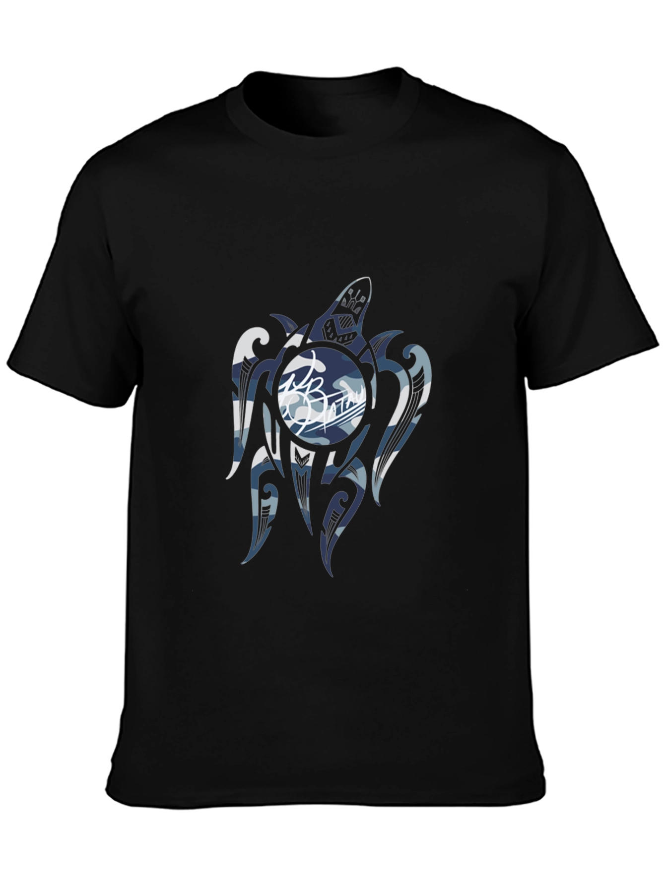 Tribal Turtle Graphic T-Shirt - Black