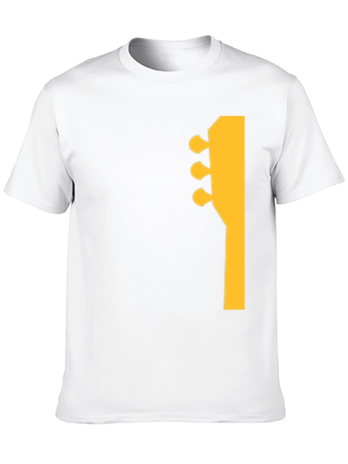 Guitar Headstock Graphic Tee - Black Cotton Casual Shirt