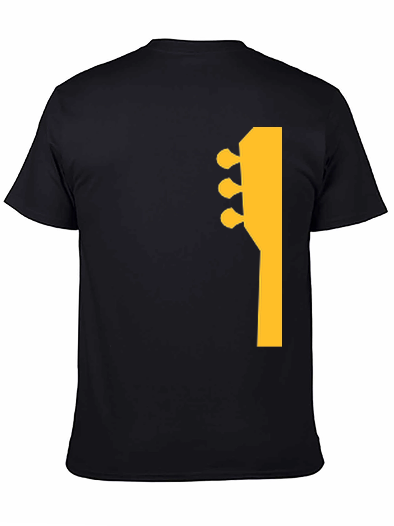 Guitar Headstock Graphic Tee - Black Cotton Casual Shirt