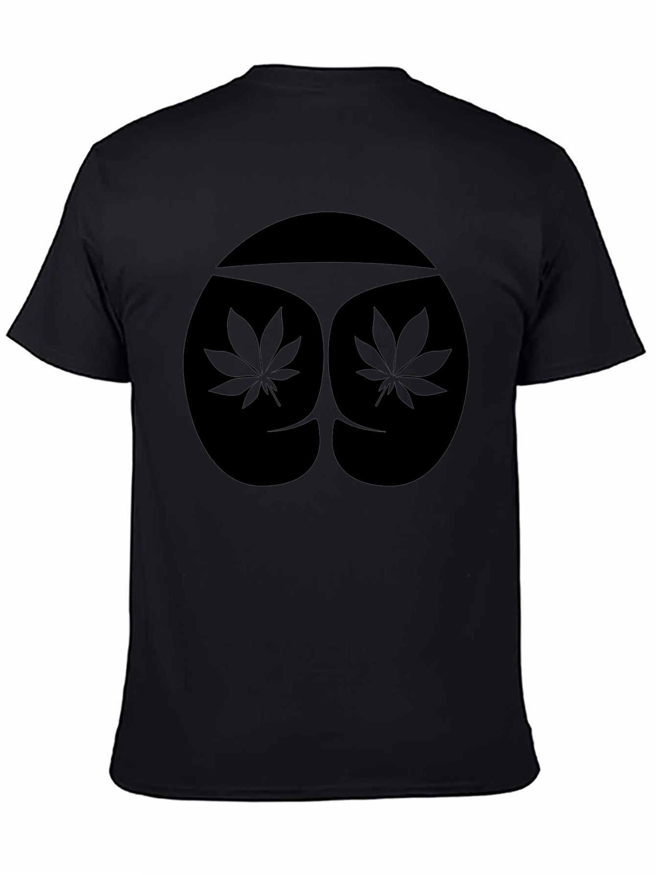 Novelty Weed Leaf Graphic Tee - Black