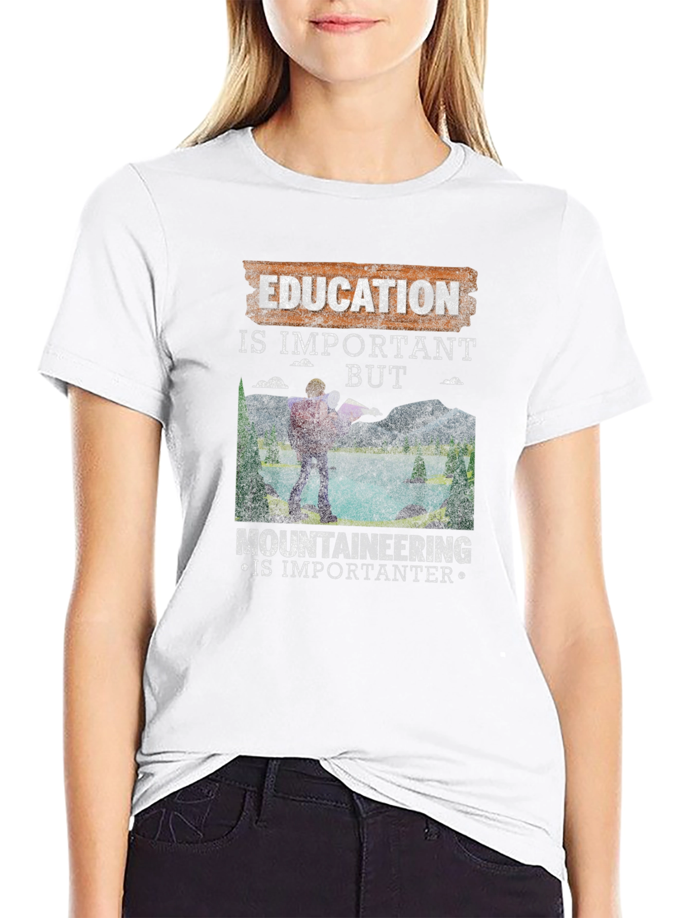 Education Vs. Mountaineering Graphic Tee