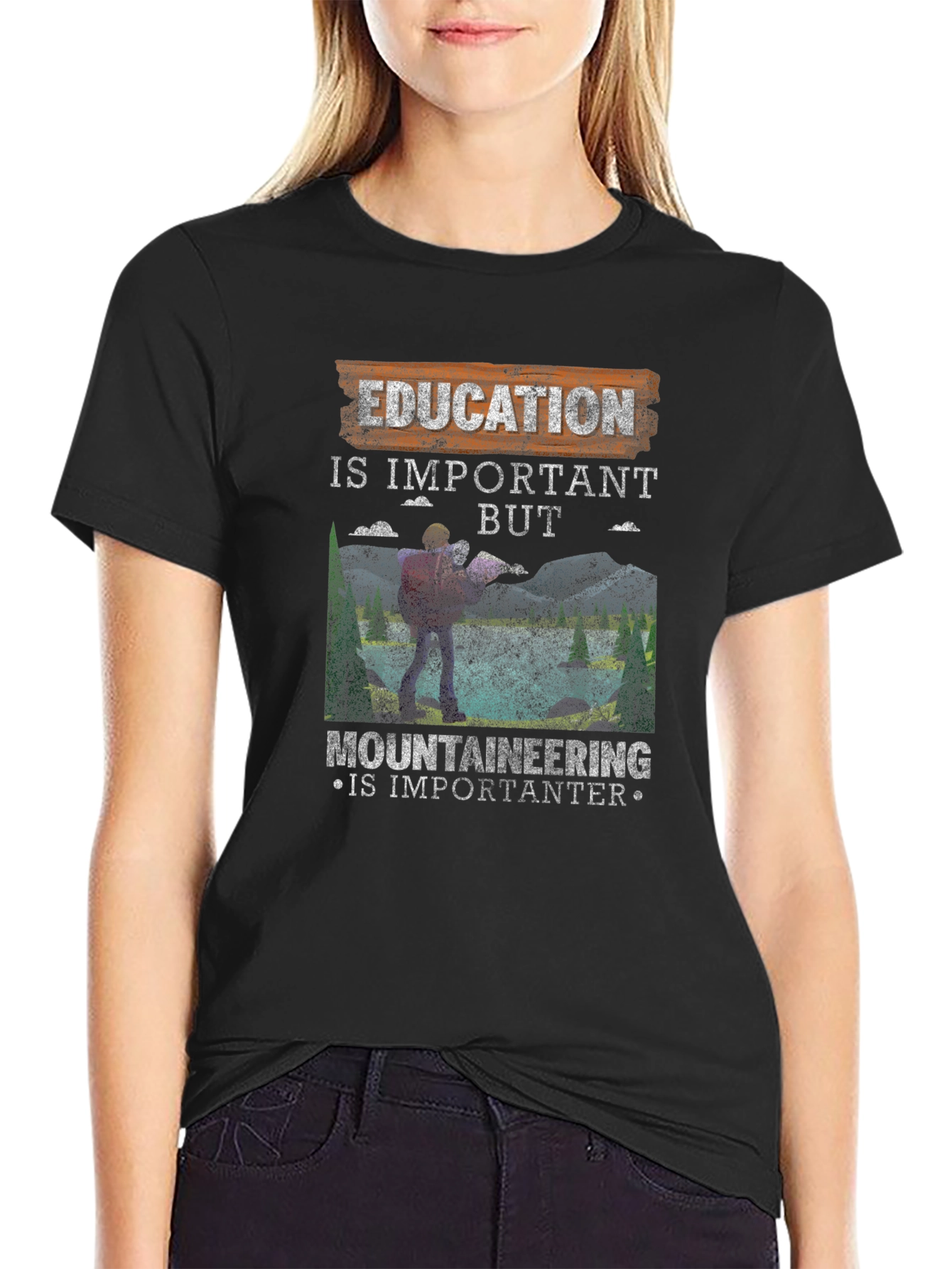 Education Vs. Mountaineering Graphic Tee