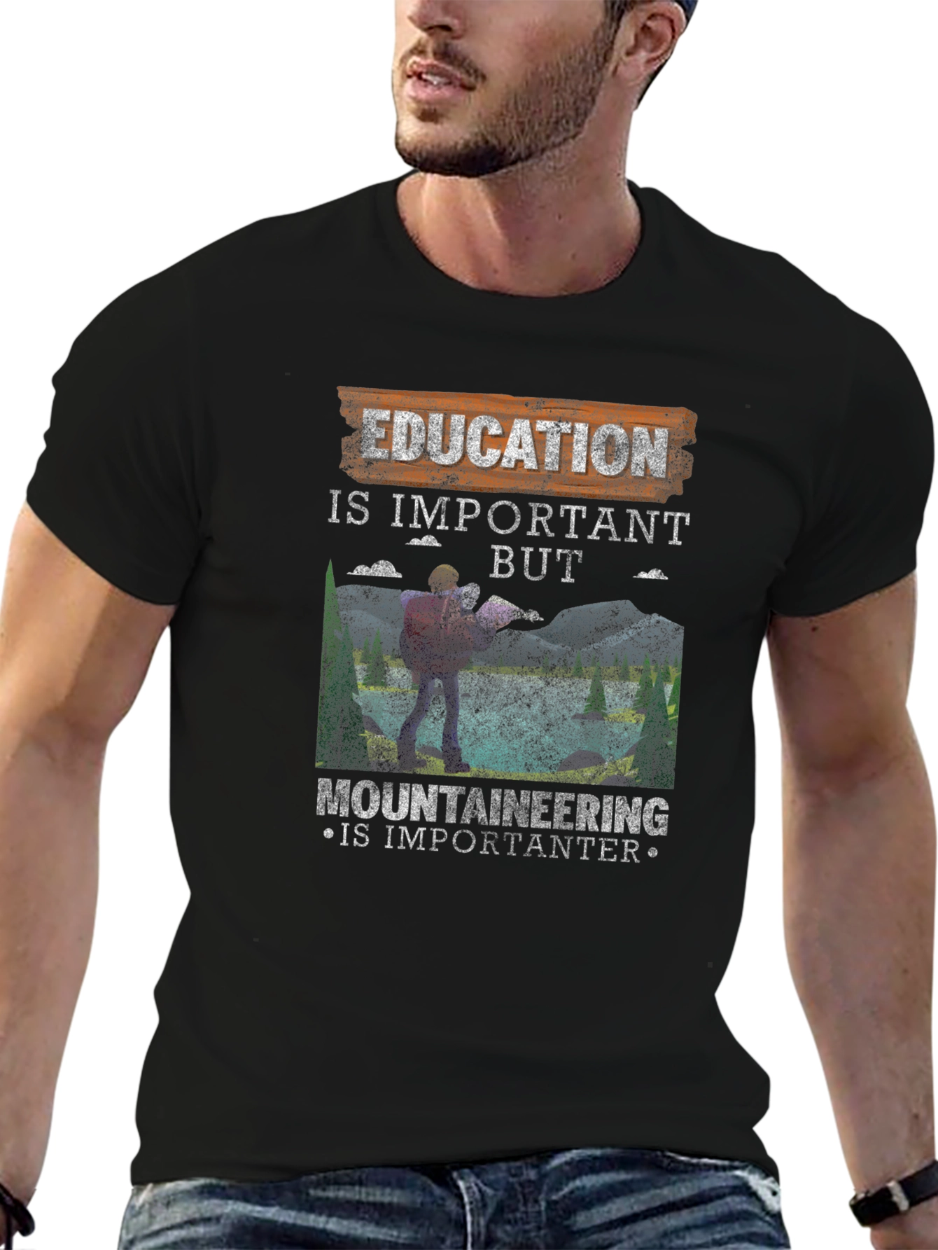 Education Vs. Mountaineering Graphic Tee