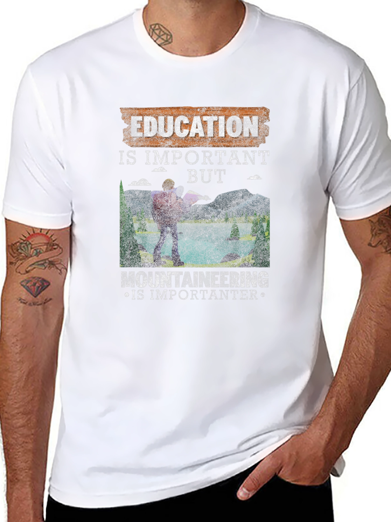 Education Vs. Mountaineering Graphic Tee
