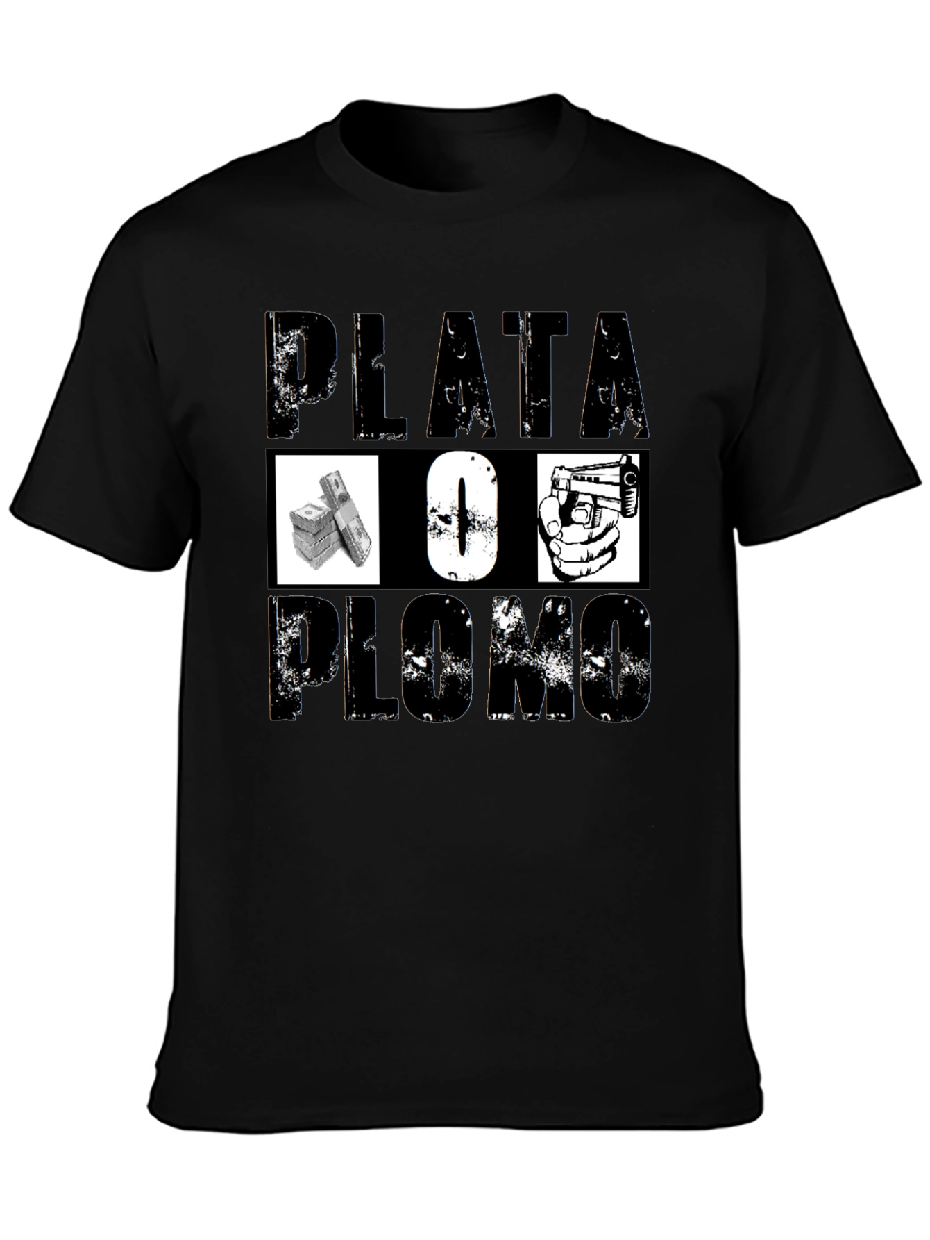 Plata O Plomo Graphic Tee - Black T-Shirt