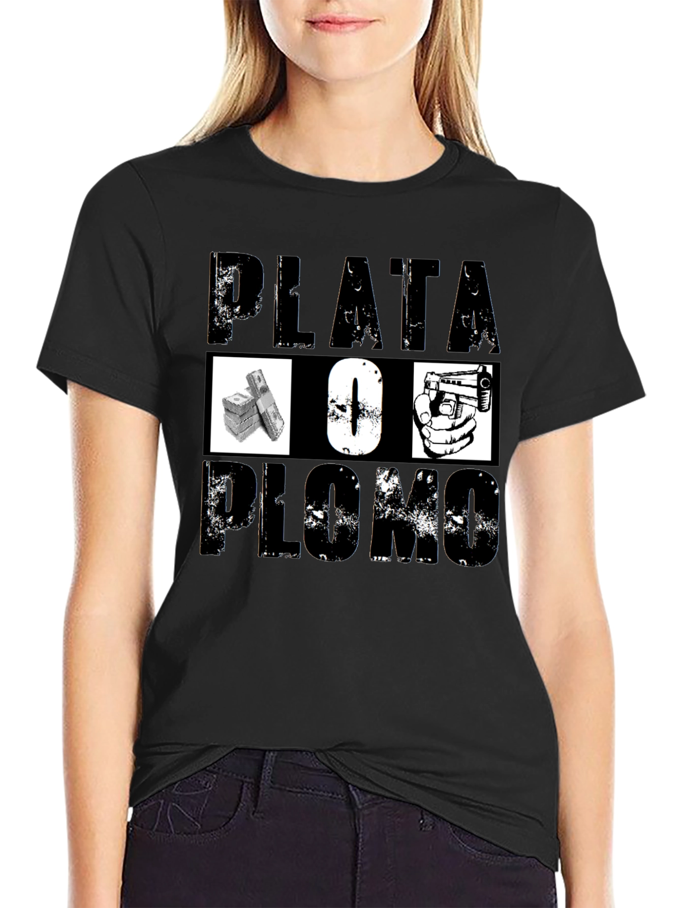 Plata O Plomo Graphic Tee - Black T-Shirt