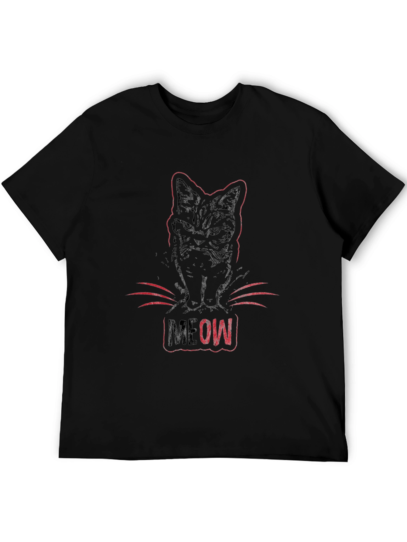 Meow Cat Graphic Tee - Black