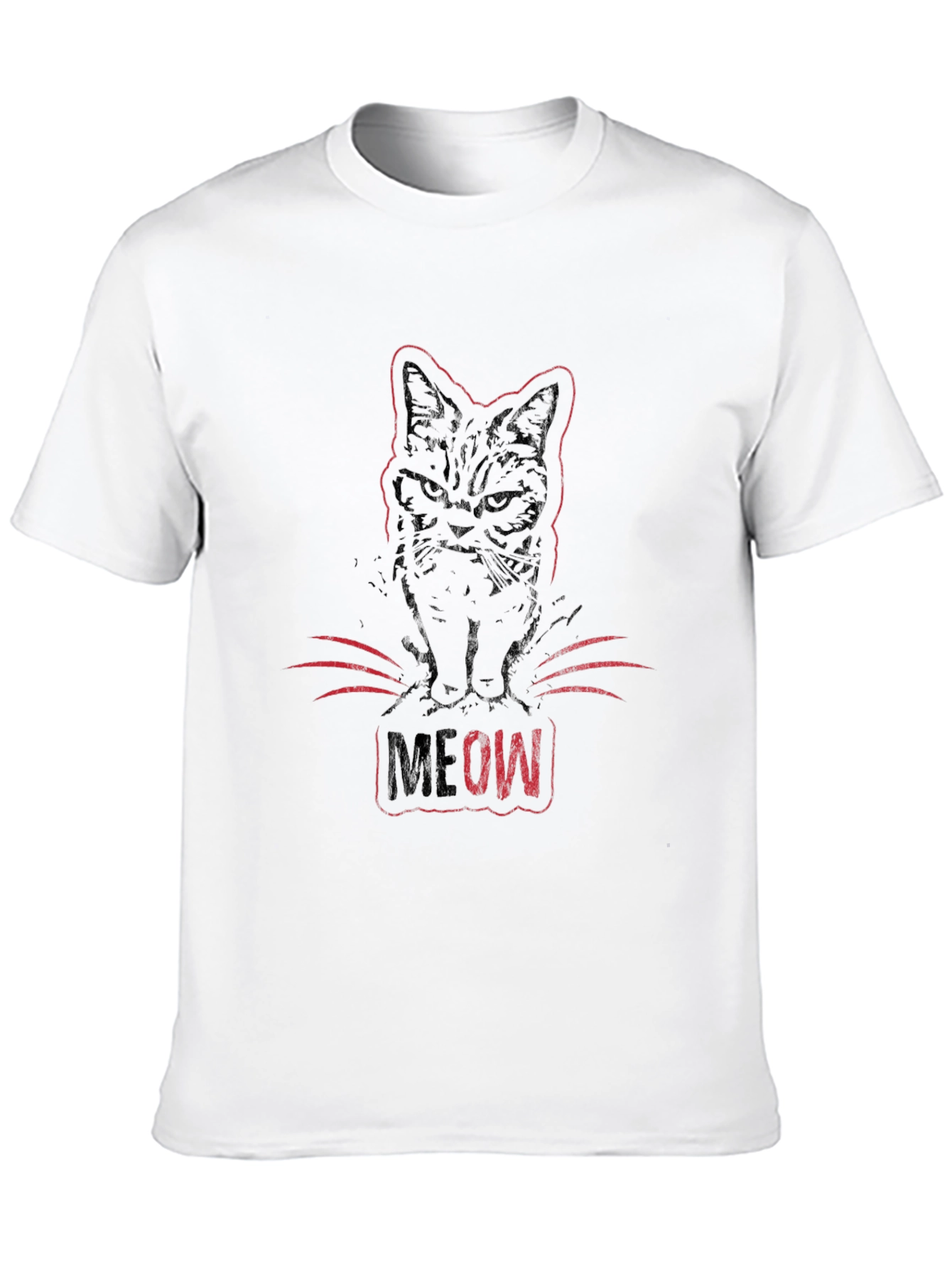 Meow Cat Graphic Tee - Black