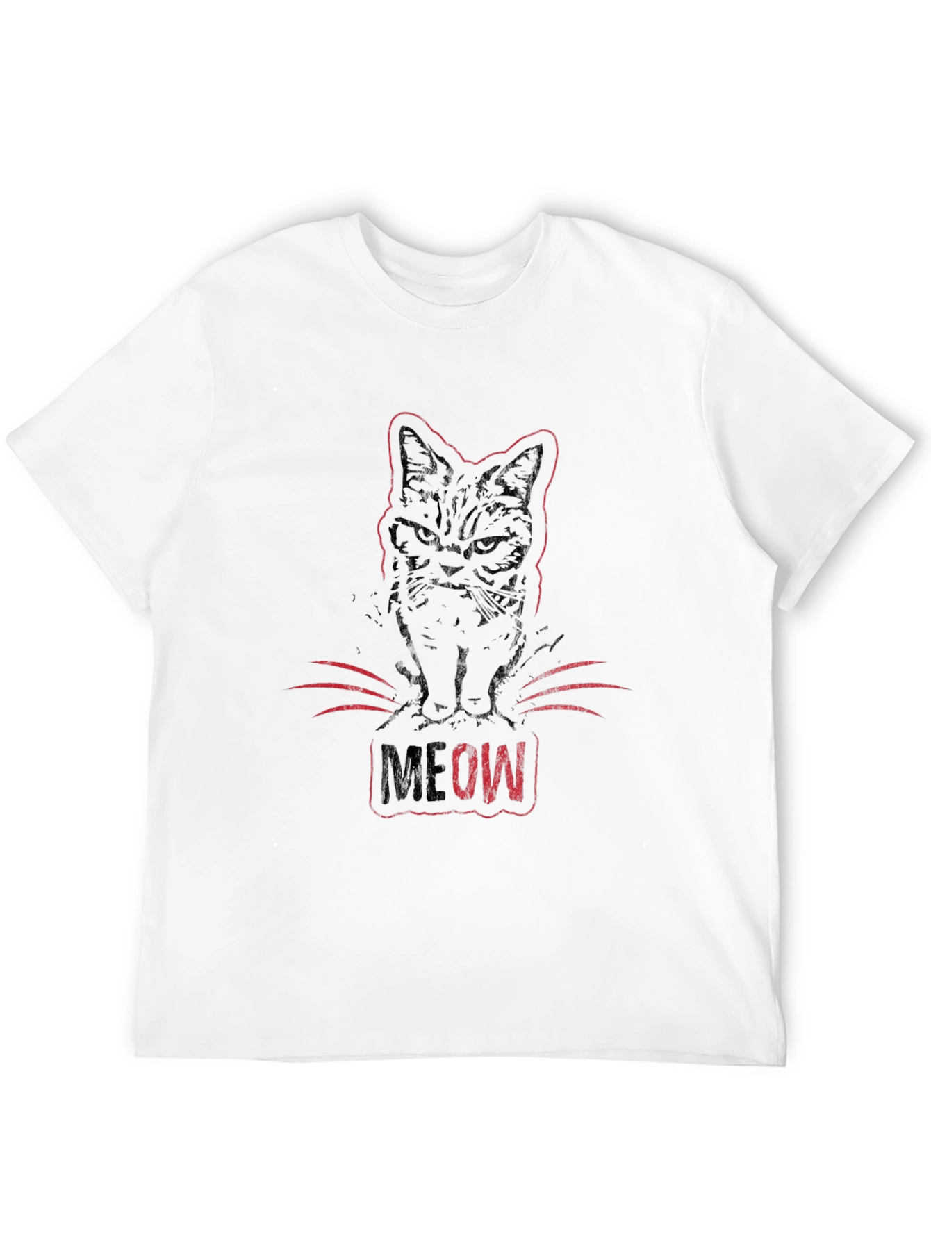 Meow Cat Graphic Tee - Black