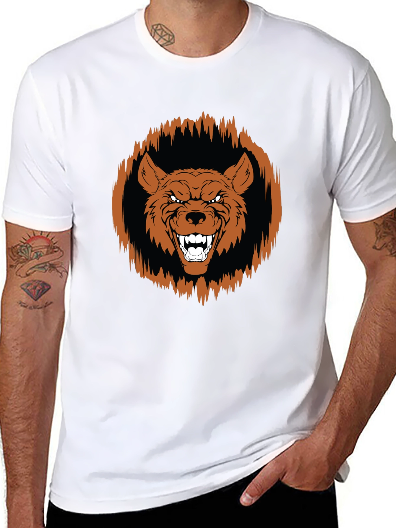 Fierce Wolf Graphic Tee - Black