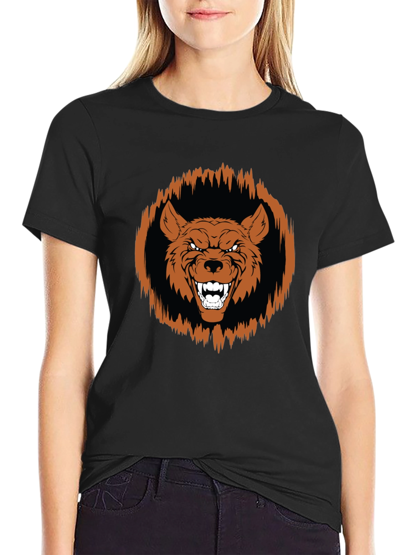 Fierce Wolf Graphic Tee - Black