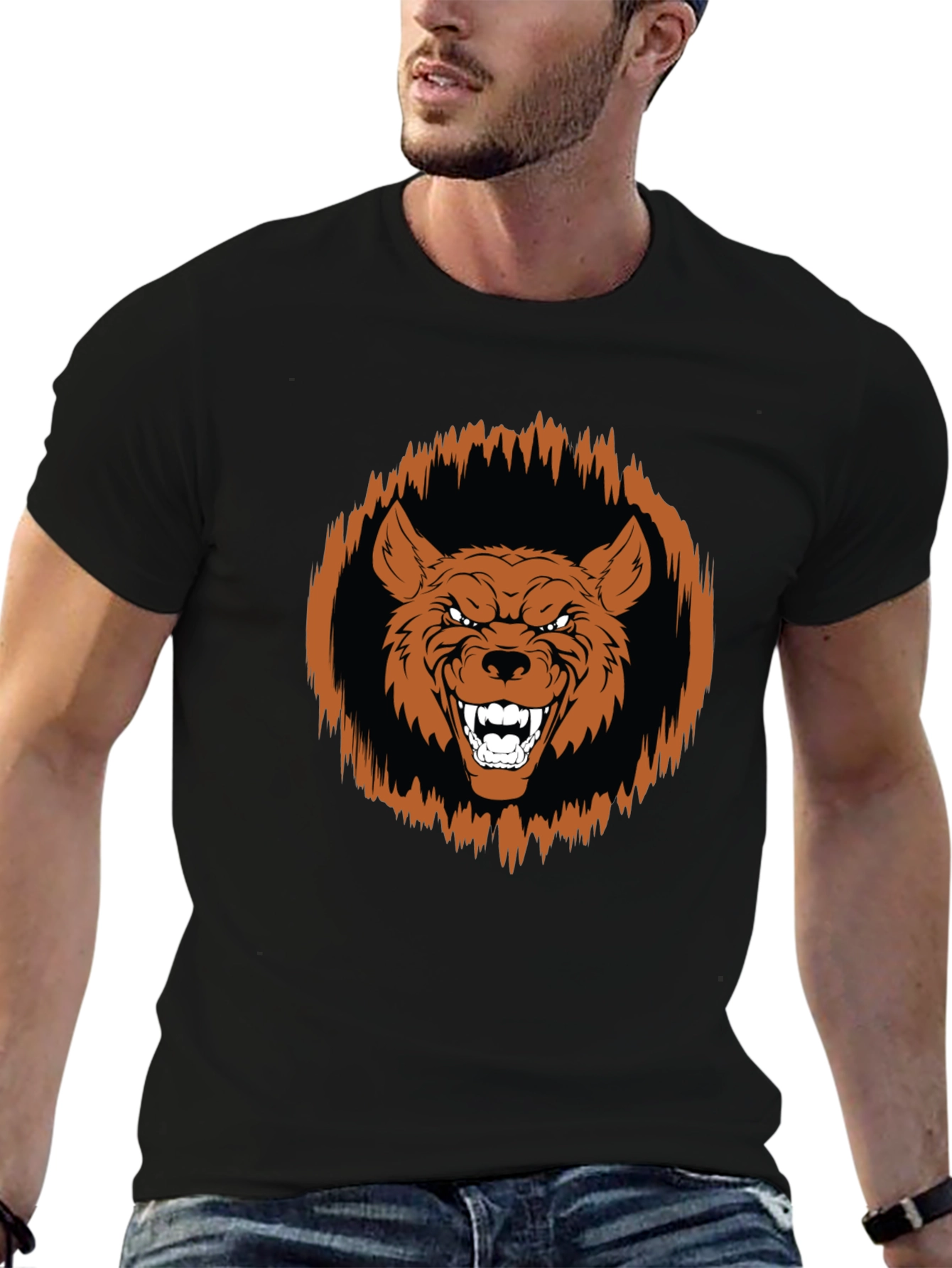 Fierce Wolf Graphic Tee - Black