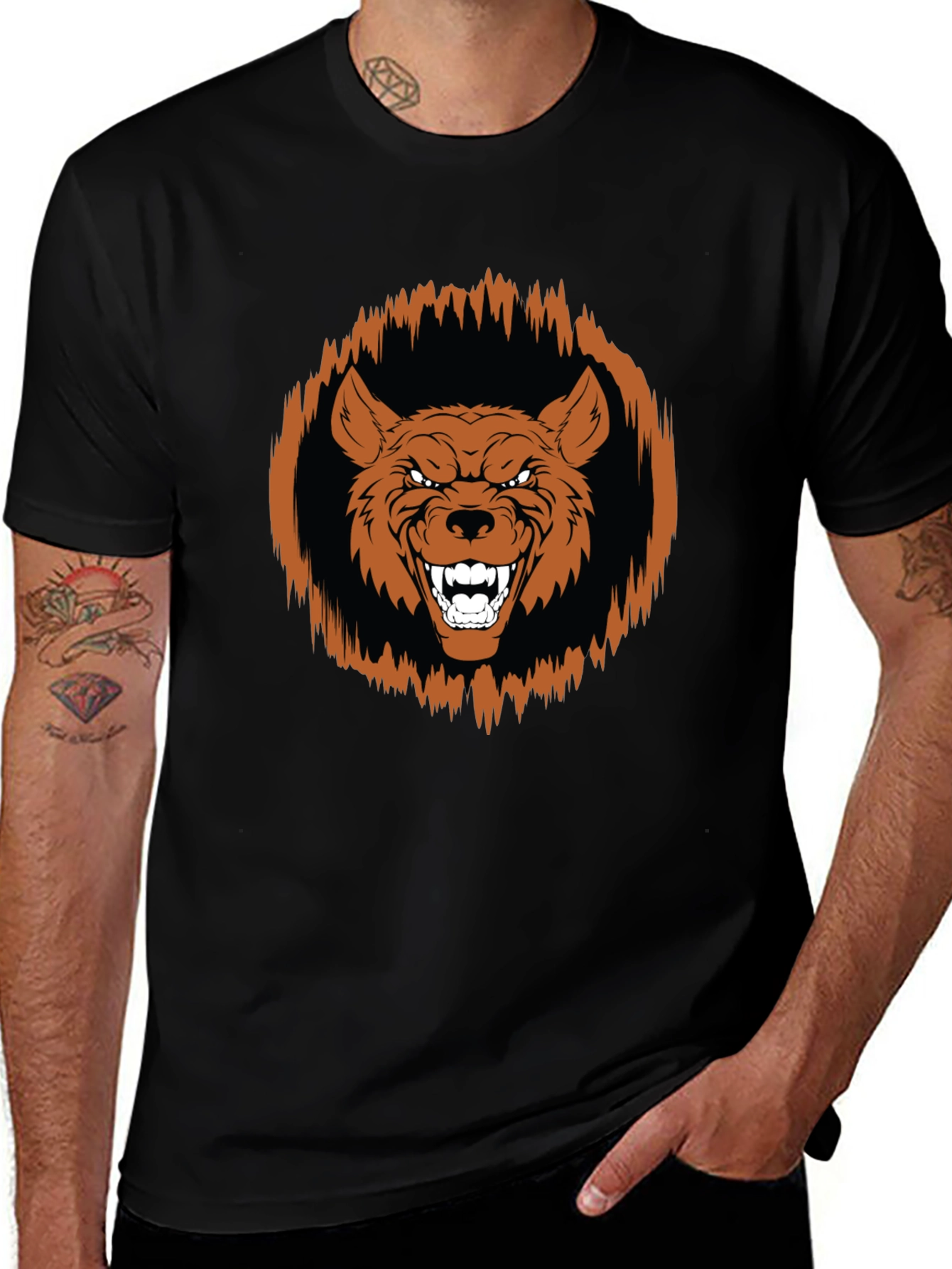 Fierce Wolf Graphic Tee - Black