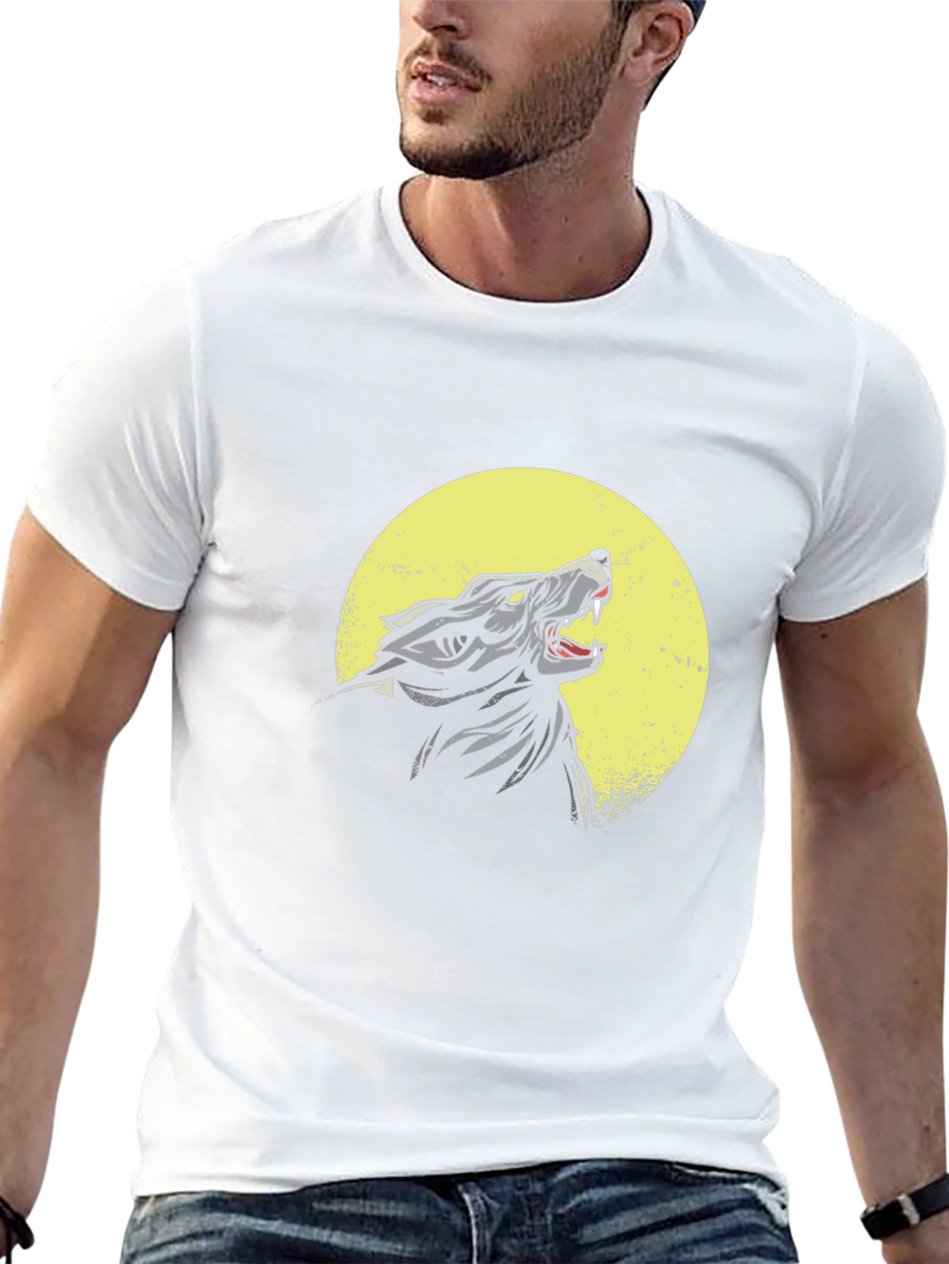 Wolf Howling at Moon Graphic T-Shirt