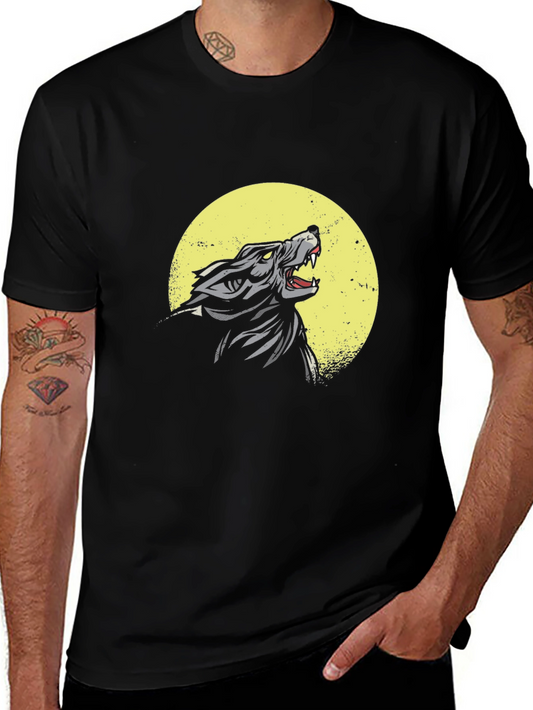 Wolf Howling at Moon Graphic T-Shirt
