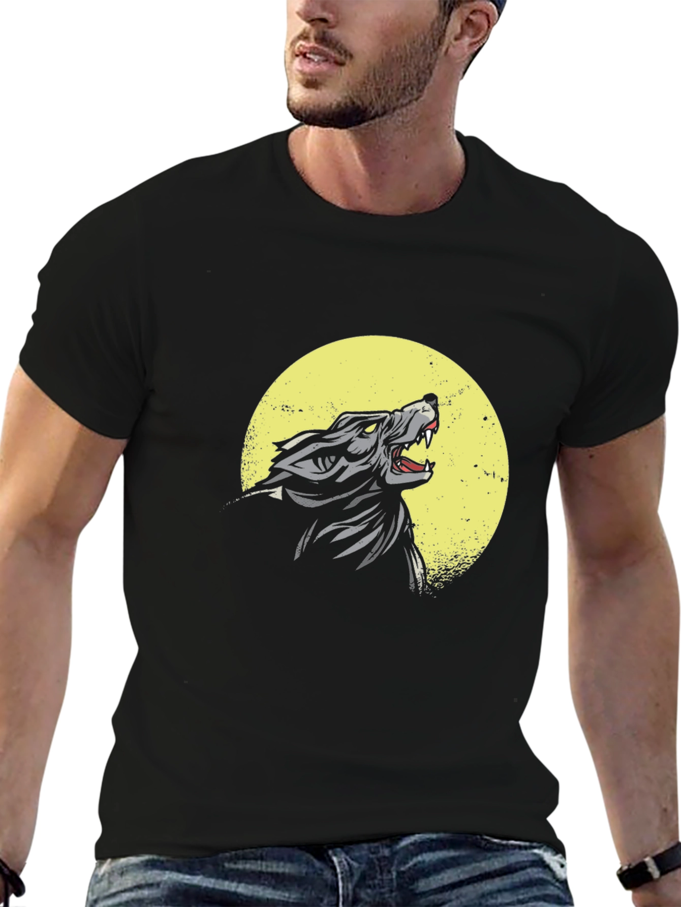 Wolf Howling at Moon Graphic T-Shirt