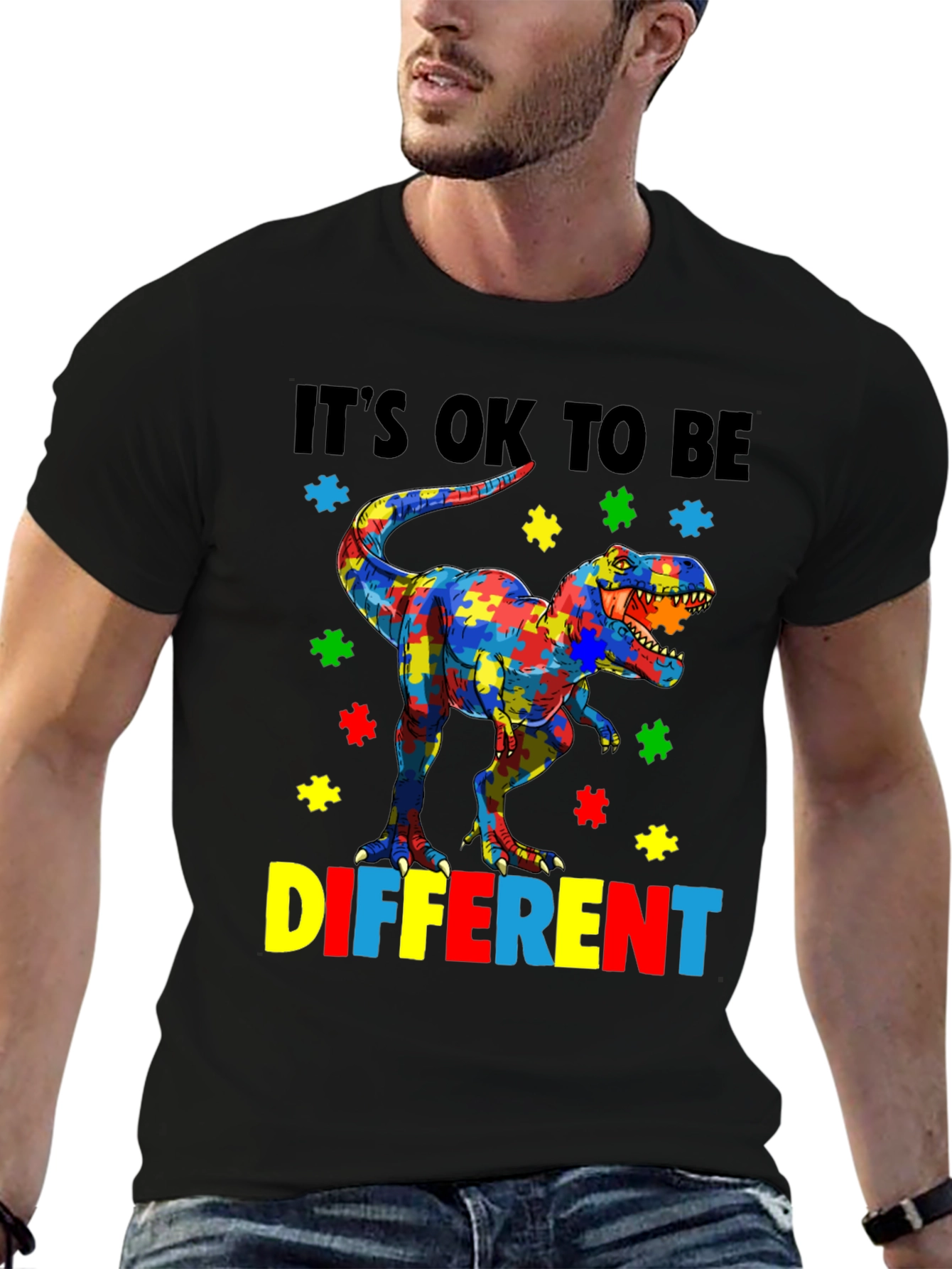 Autism Awareness Dinosaur Puzzle Piece T-Shirt