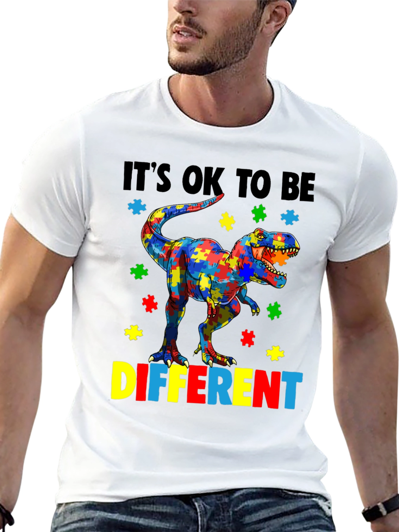 Autism Awareness Dinosaur Puzzle Piece T-Shirt