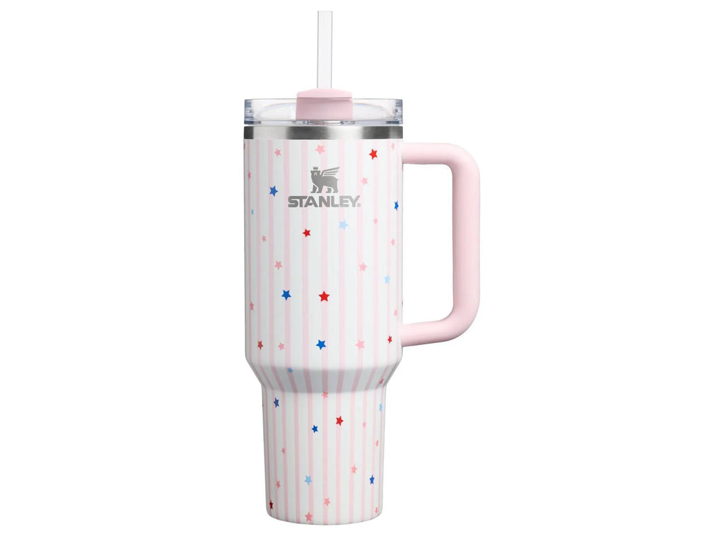 40 oz Stainless Steel H2.0 FlowState Quencher Tumbler Pink Starry Stripes