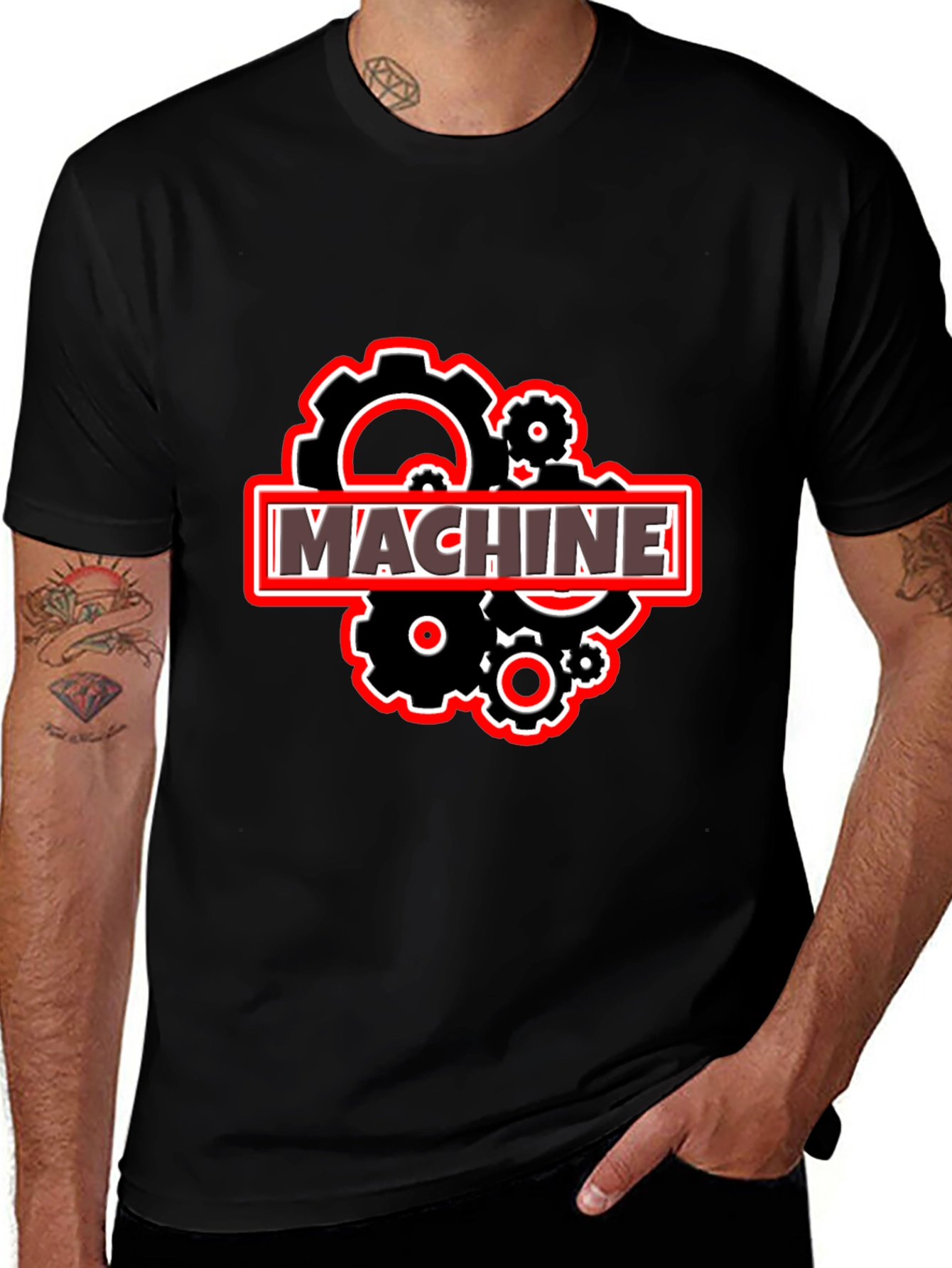 Machine Gears Graphic T-Shirt - Black Cotton Tee