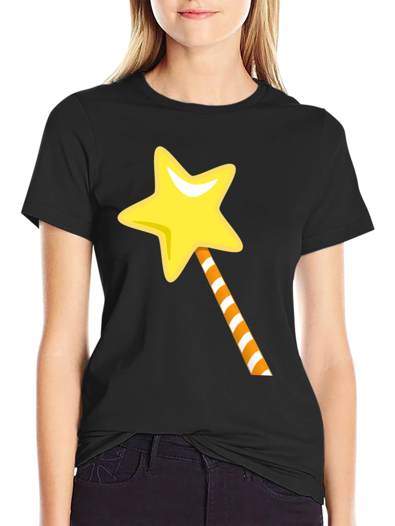 Magical Star Wand Graphic Tee - Black
