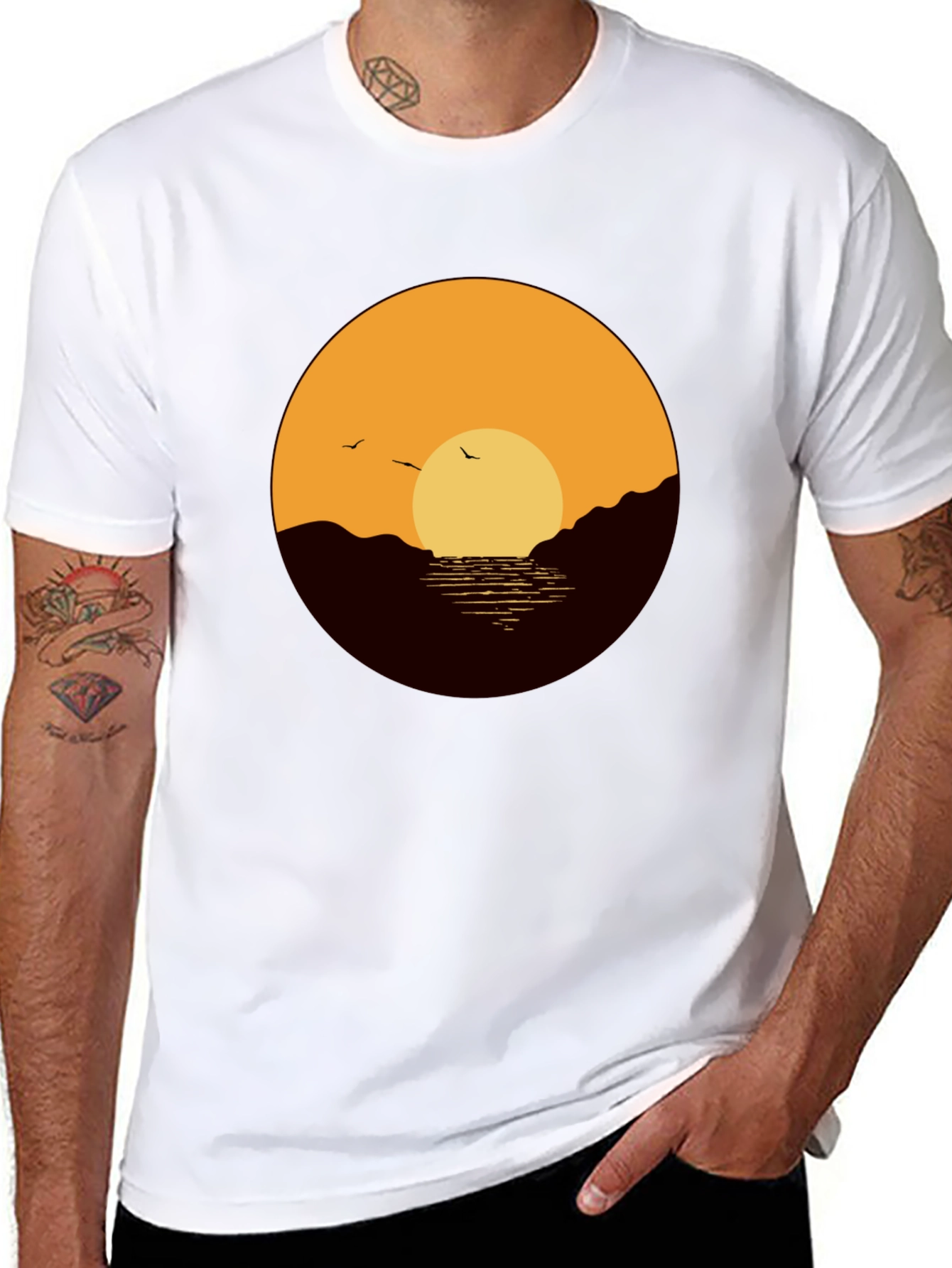 Sunset Graphic Tee - Black Casual Shirt