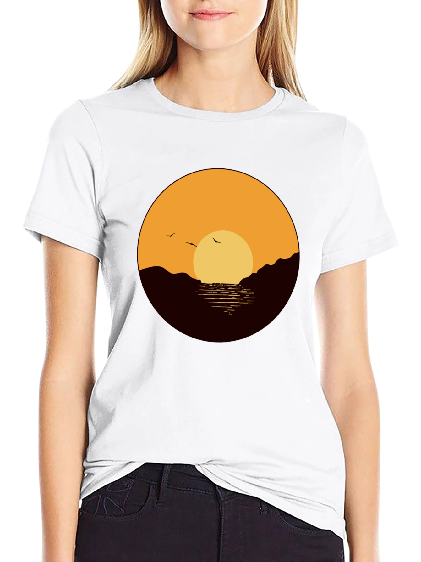 Sunset Graphic Tee - Black Casual Shirt