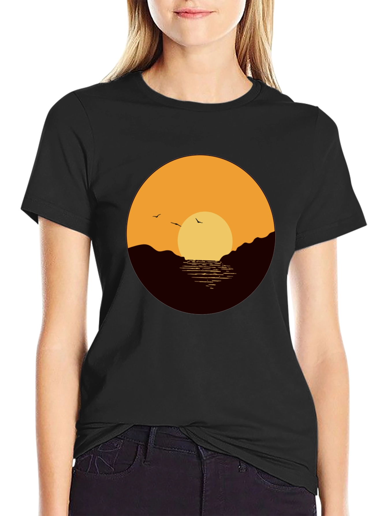 Sunset Graphic Tee - Black Casual Shirt