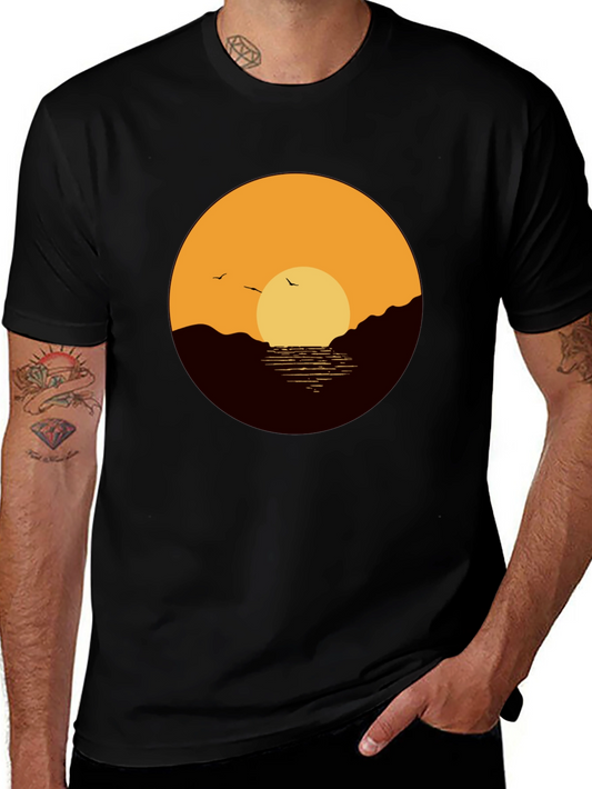 Sunset Graphic Tee - Black Casual Shirt