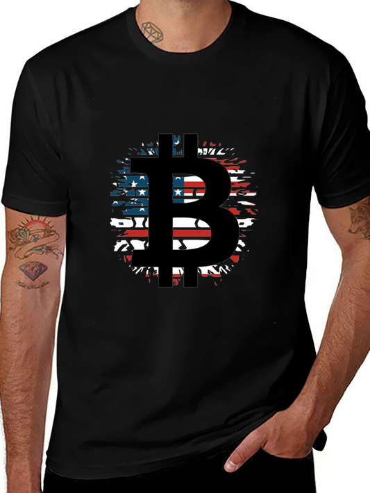 Bitcoin American Flag T-Shirt - Crypto Design