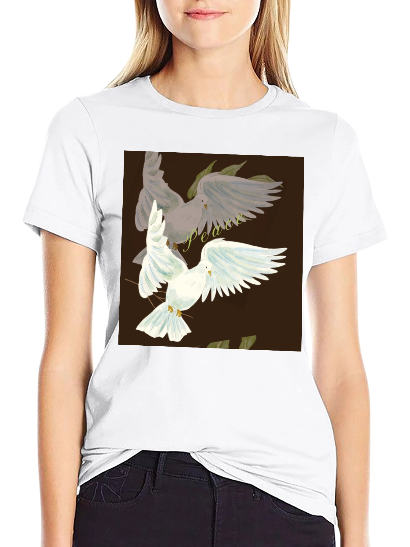 Peace Dove Graphic Black T-Shirt