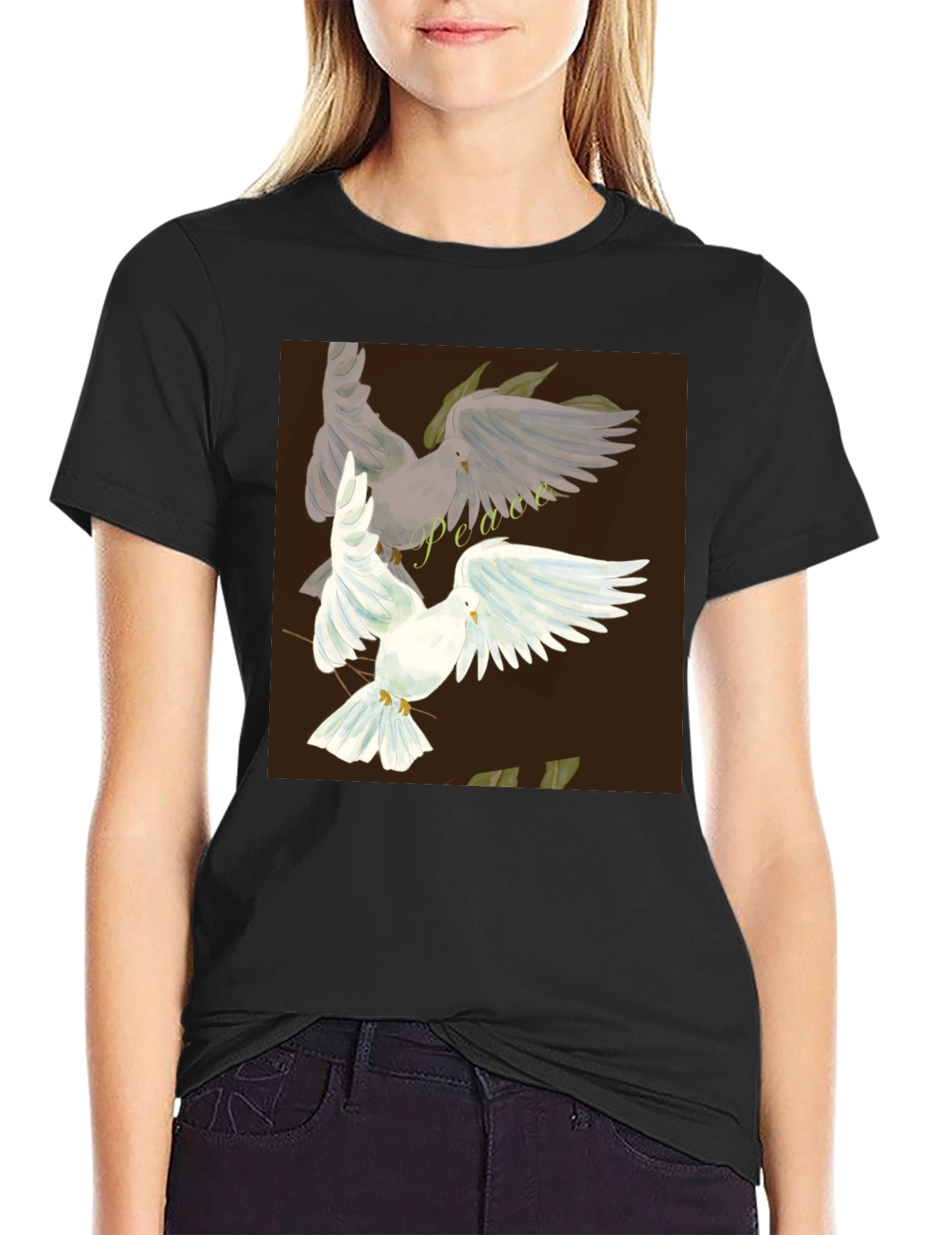 Peace Dove Graphic Black T-Shirt