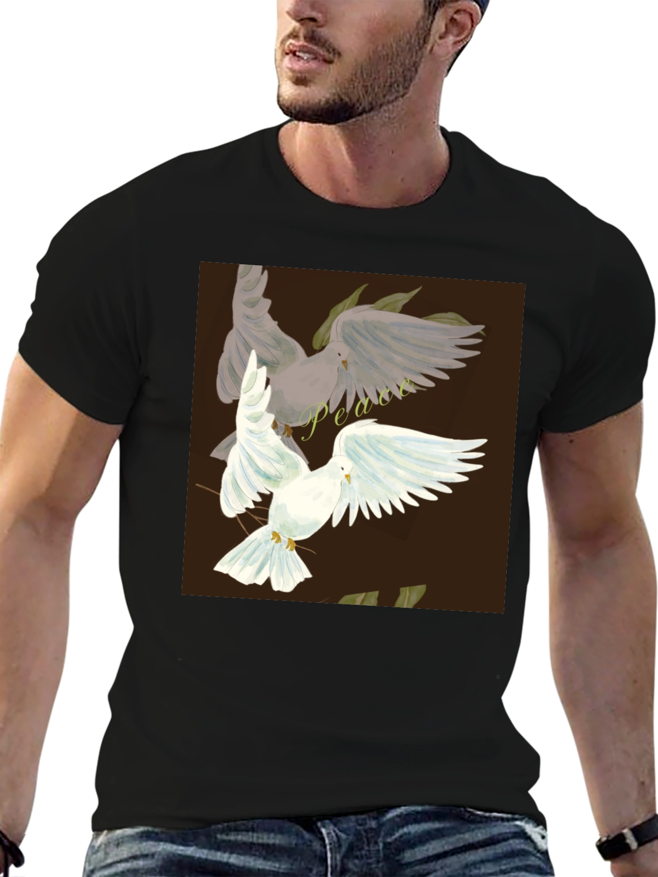 Peace Dove Graphic Black T-Shirt
