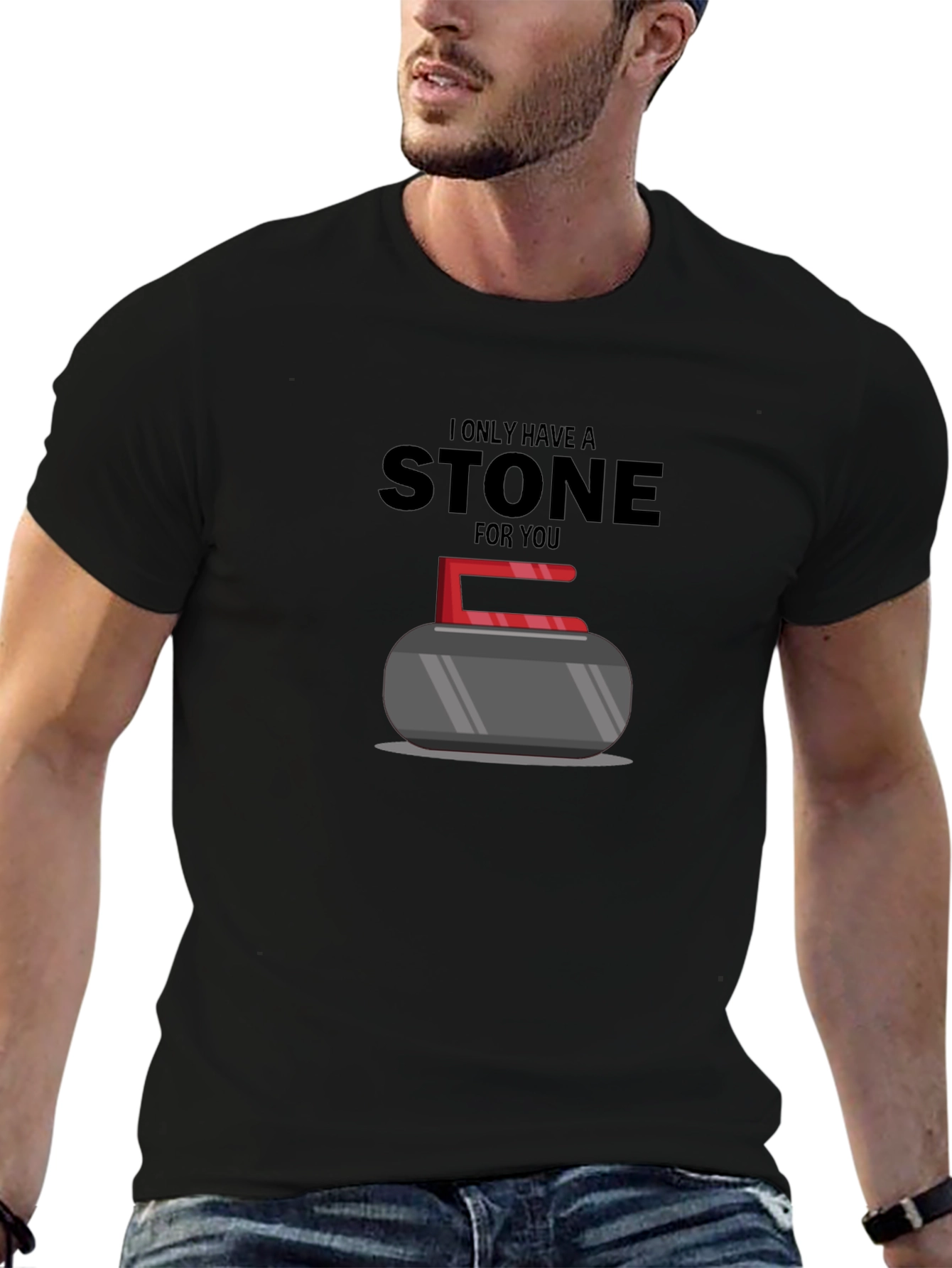 Funny Curling Stone Graphic T-Shirt