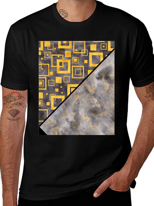 Geometric Gold & Gray Mens Tee