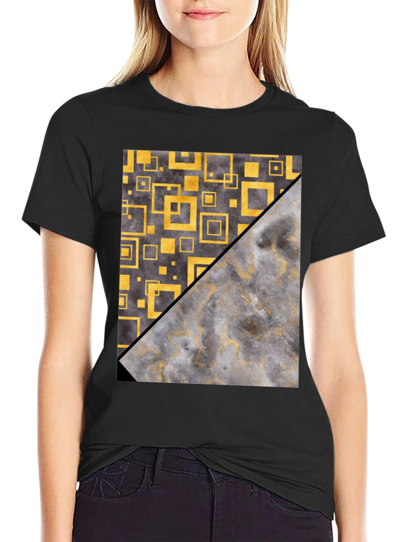 Geometric Gold & Gray Mens Tee