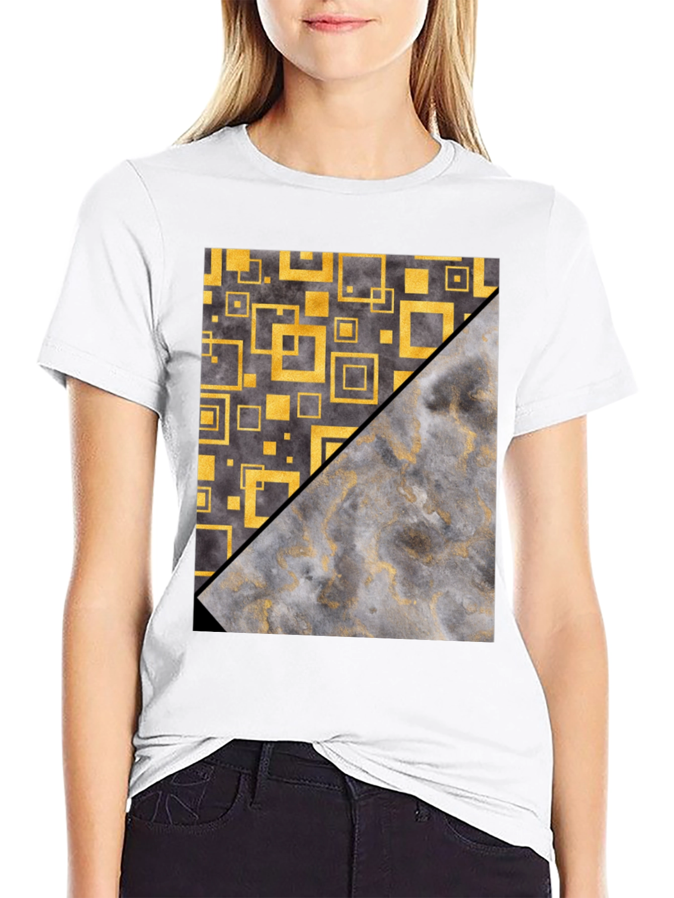 Geometric Gold & Gray Mens Tee