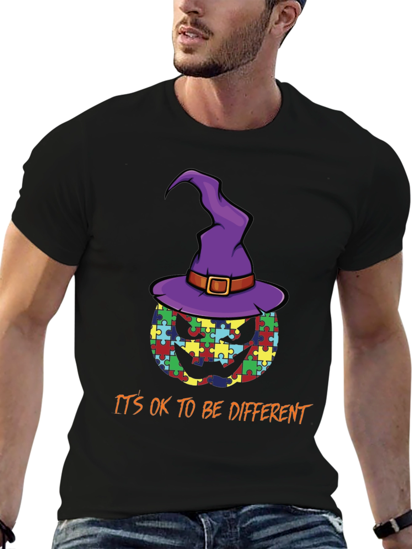 Autism Awareness Pumpkin Witch T-Shirt