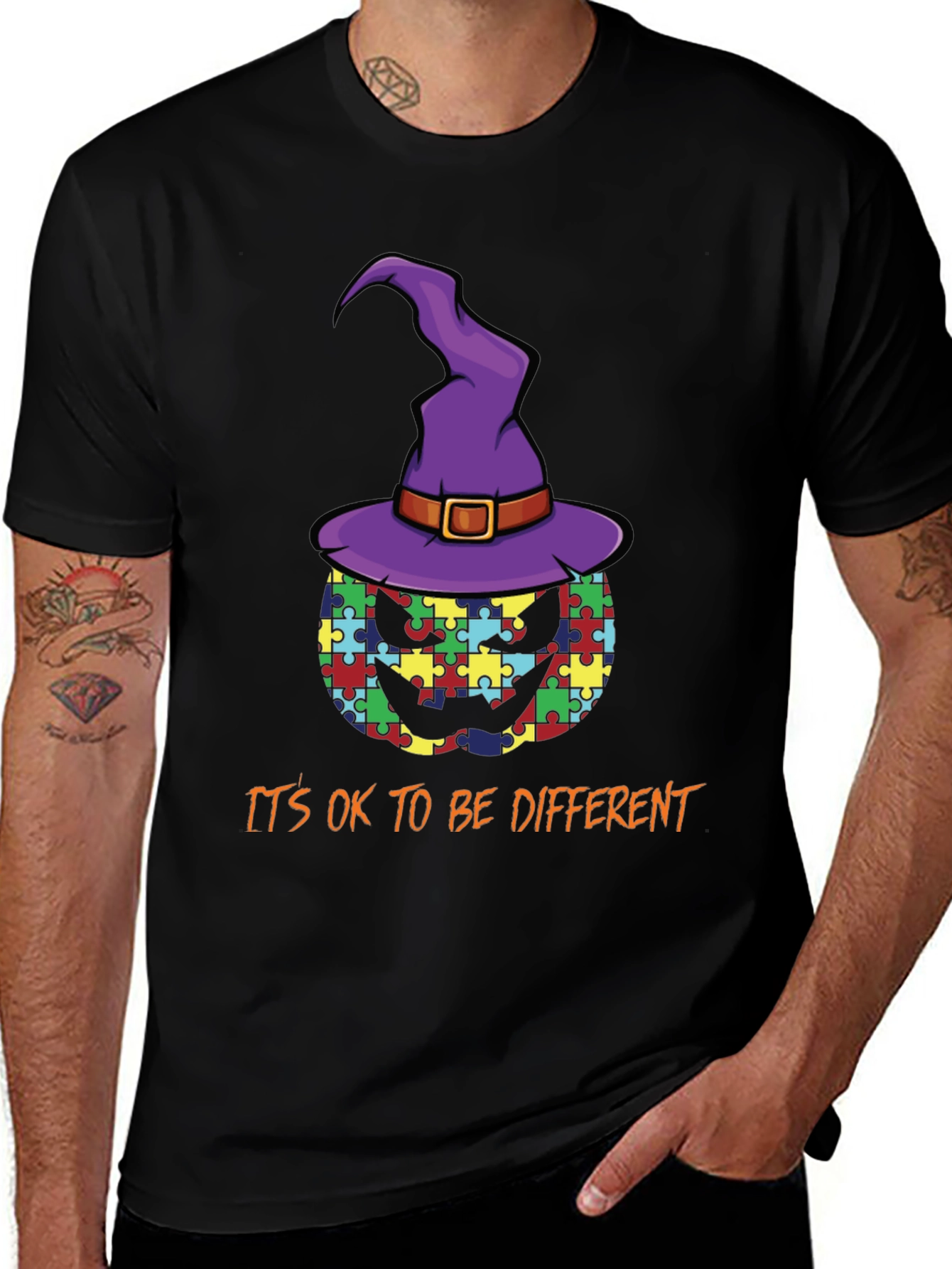Autism Awareness Pumpkin Witch T-Shirt