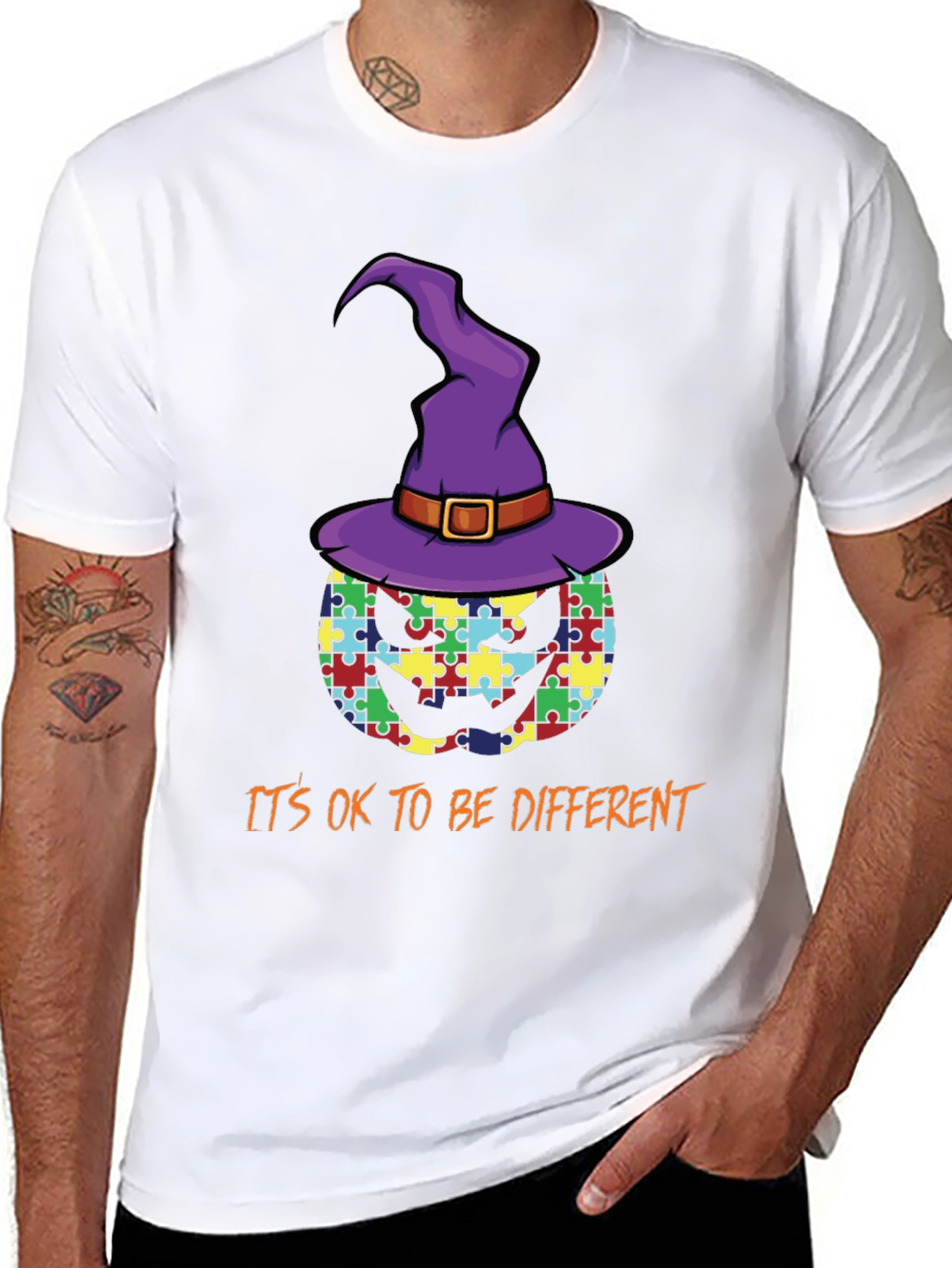 Autism Awareness Pumpkin Witch T-Shirt