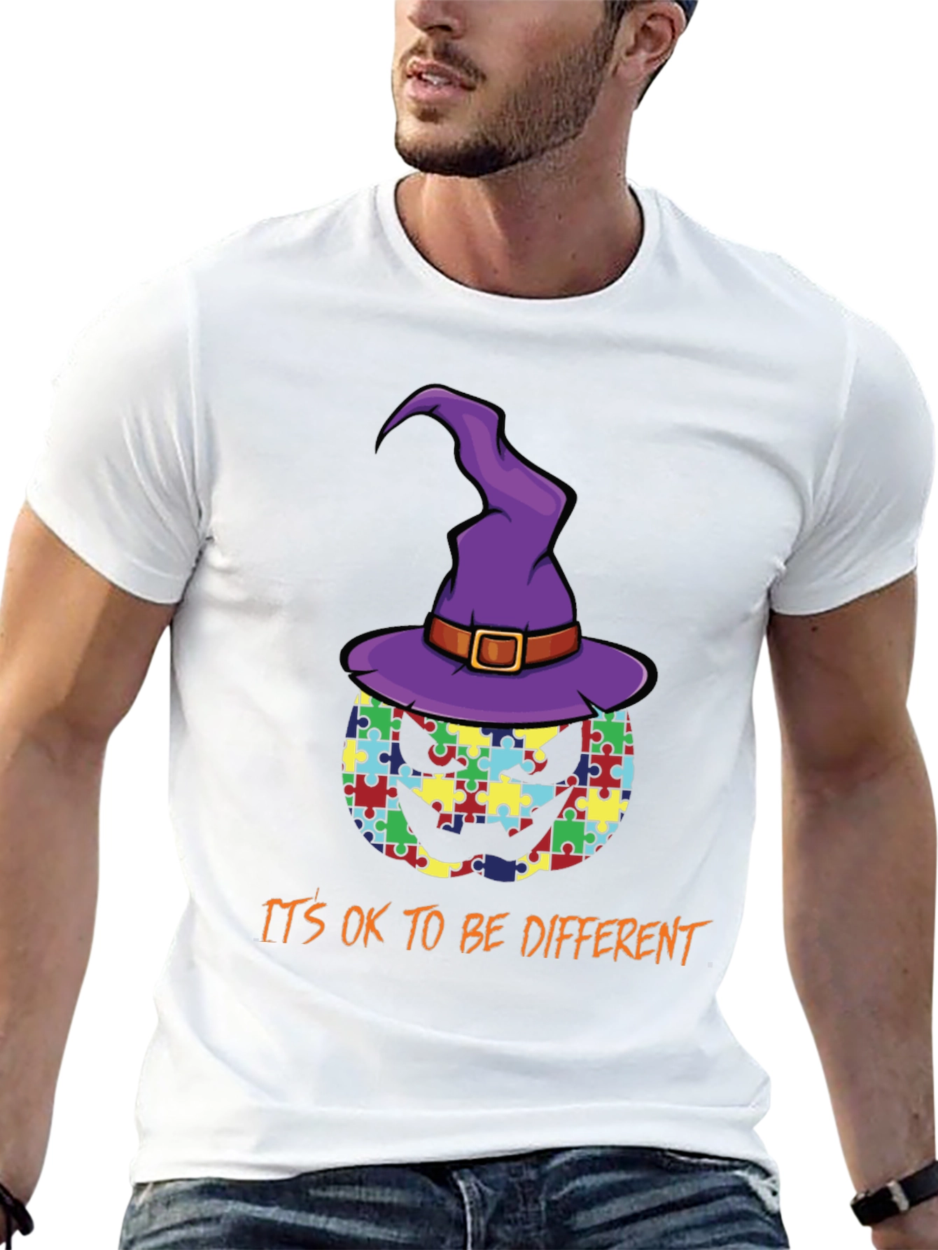 Autism Awareness Pumpkin Witch T-Shirt