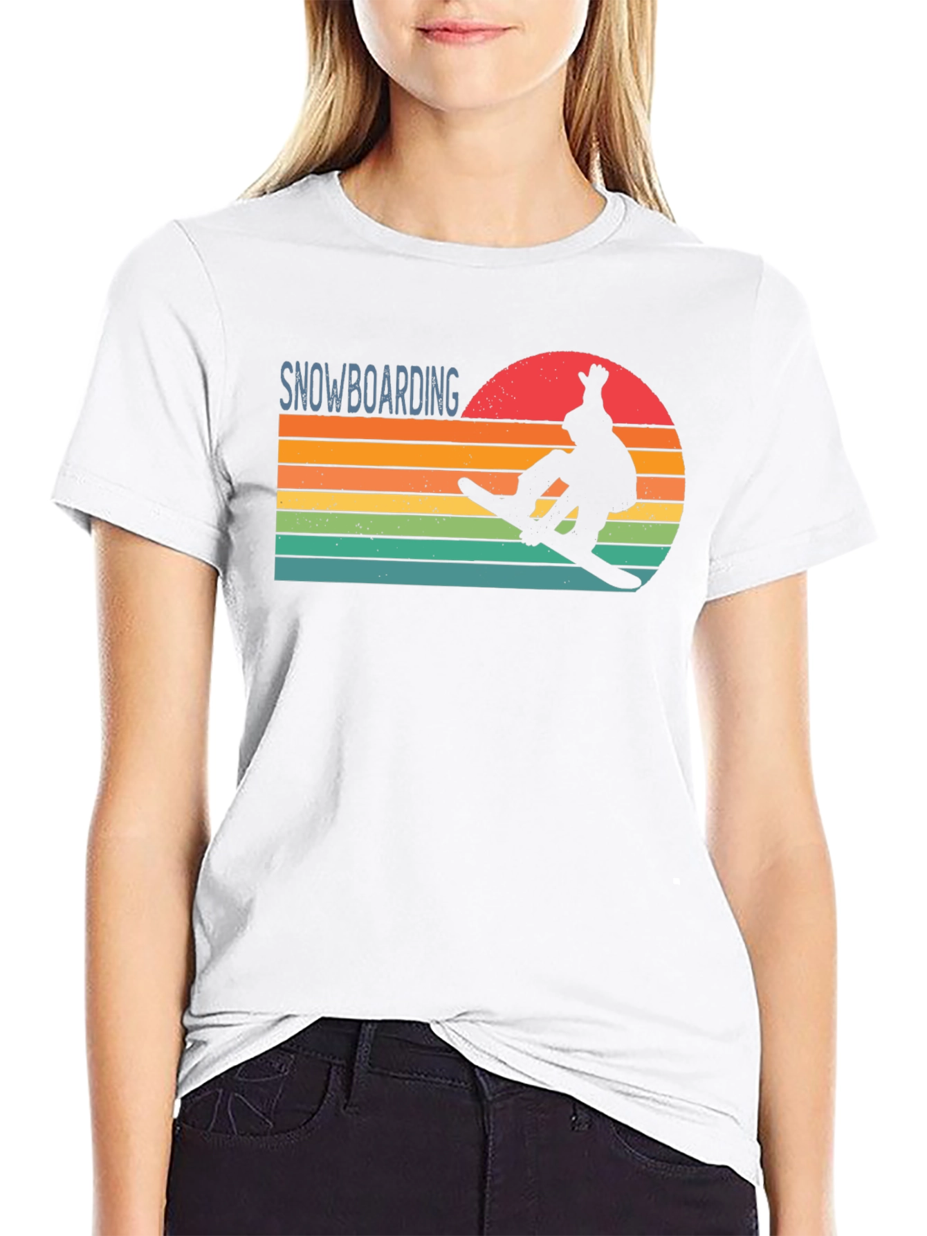 Snowboarding Retro Sunset Graphic Tee